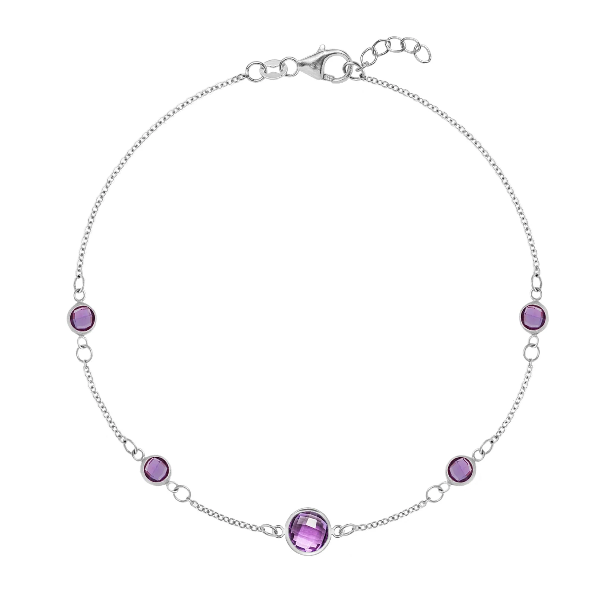 1 Grand & 4 Petite Amethyst Bracelet in 14k Gold (February) - Image 5