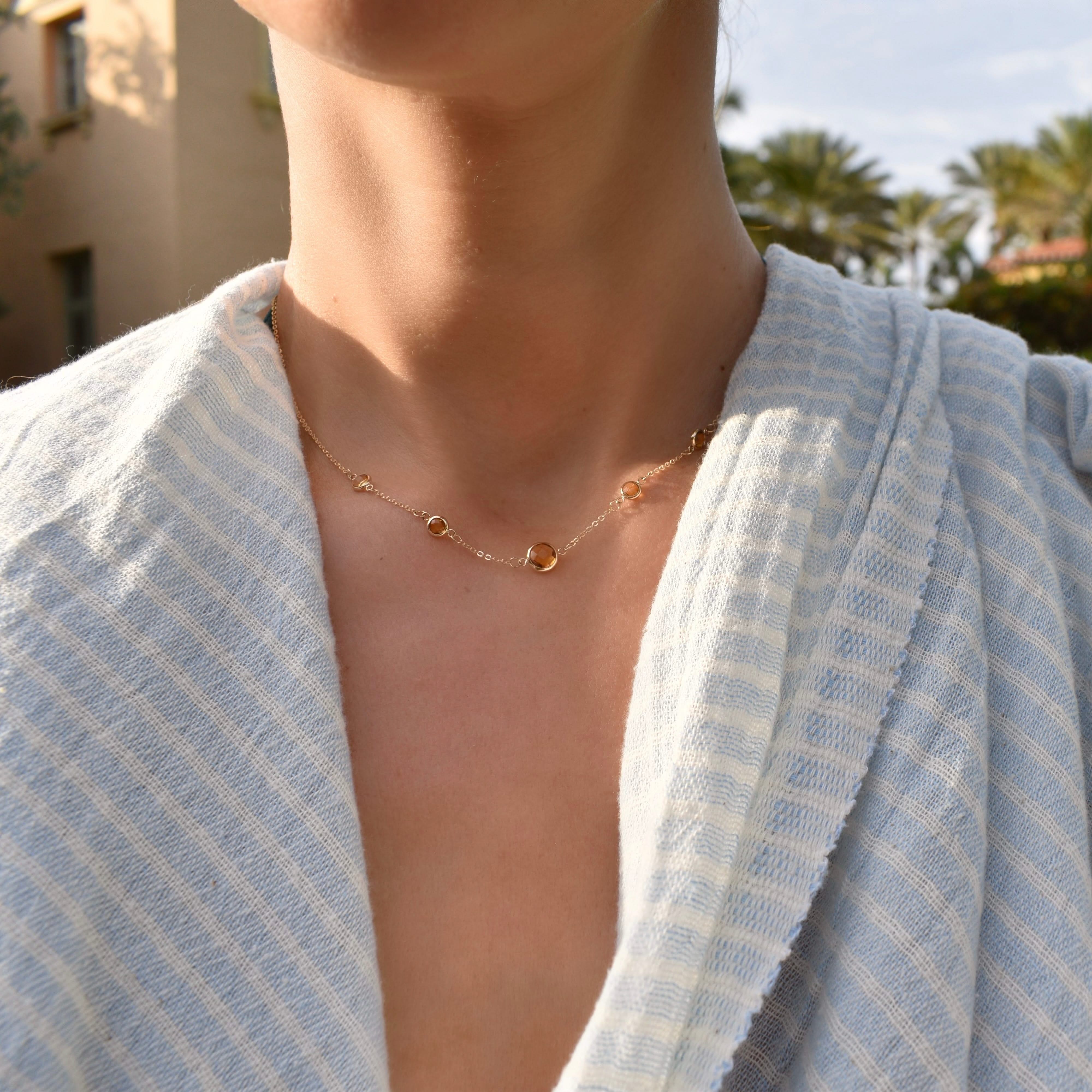 1 Grand & 4 Petite Citrine Necklace in 14k Gold (November) - Image 2