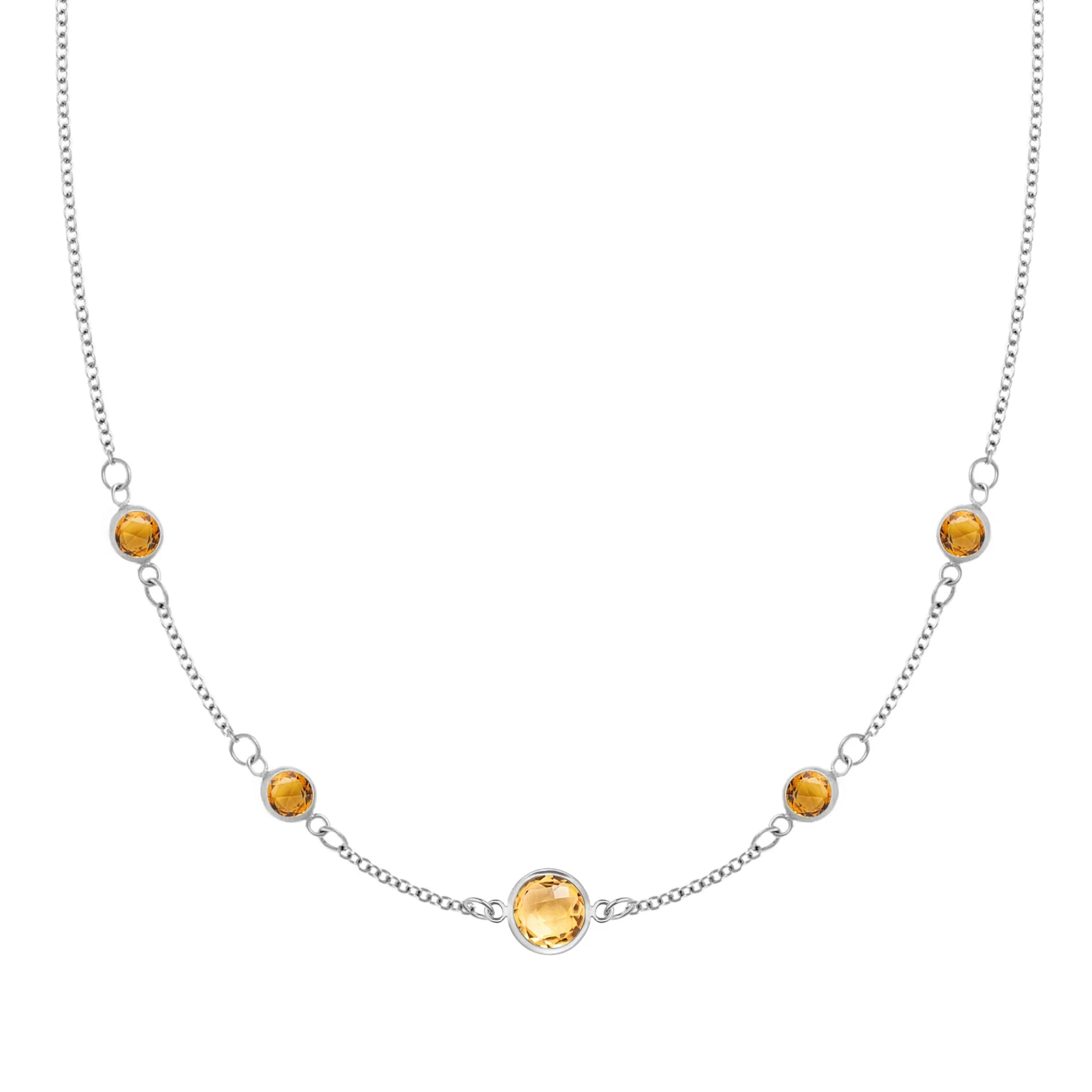 1 Grand & 4 Petite Citrine Necklace in 14k Gold (November) - Image 5