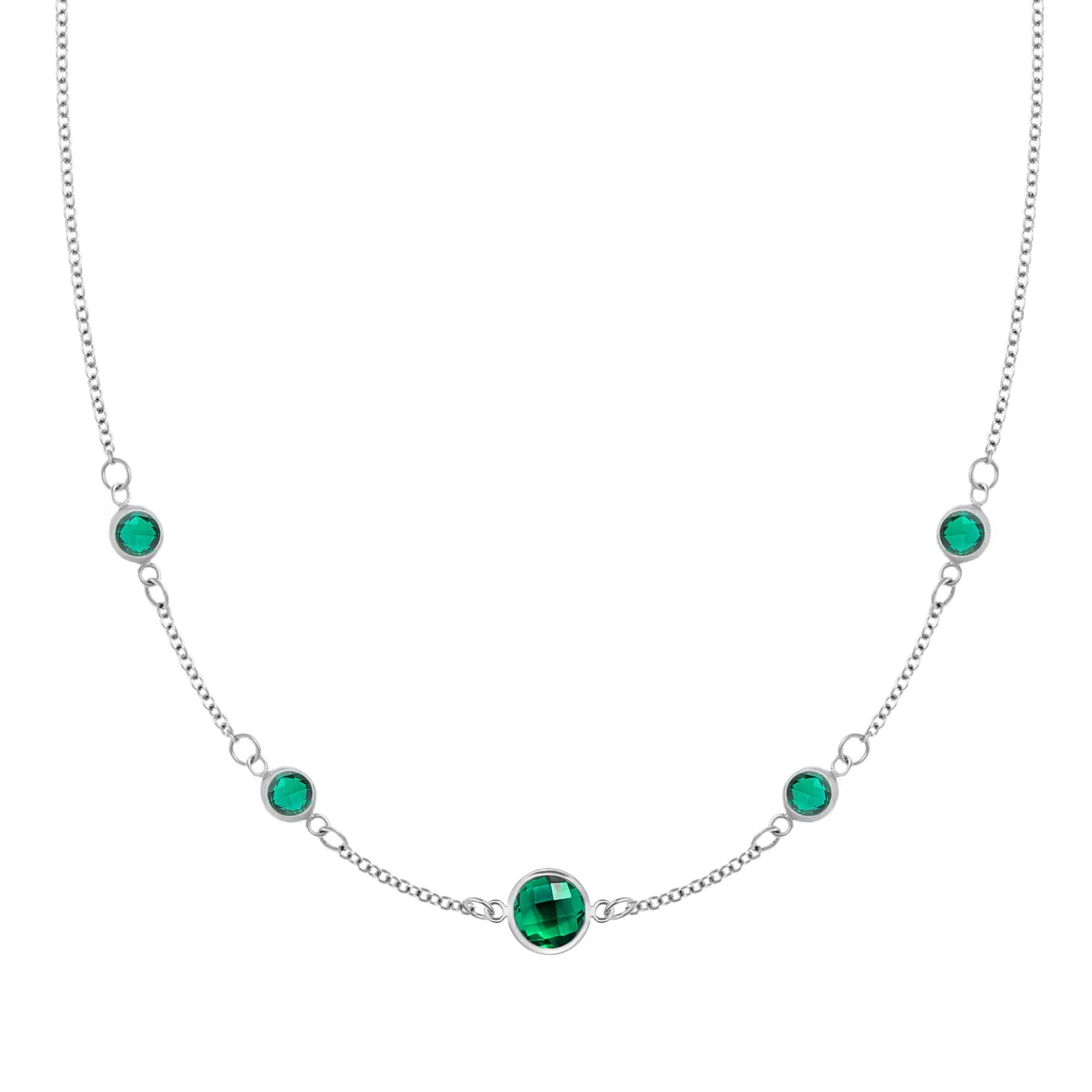 1 Grand & 4 Petite Emerald Necklace in 14k Gold (May) - Image 5