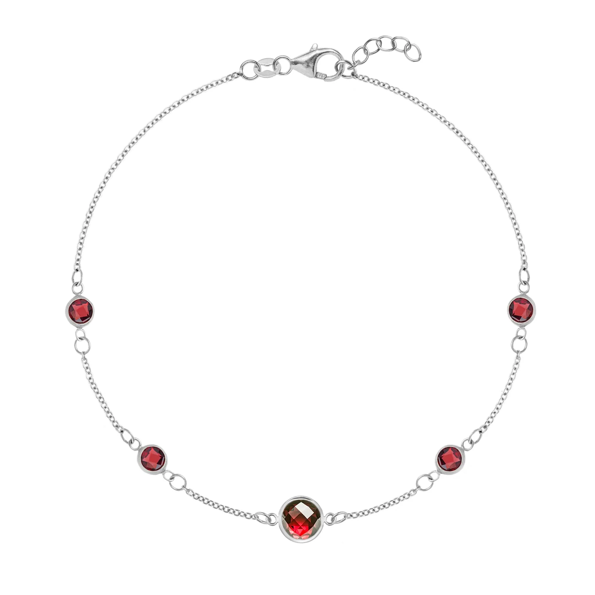 1 Grand & 4  Petite Garnet Bracelet in 14k Gold (January) - Image 5