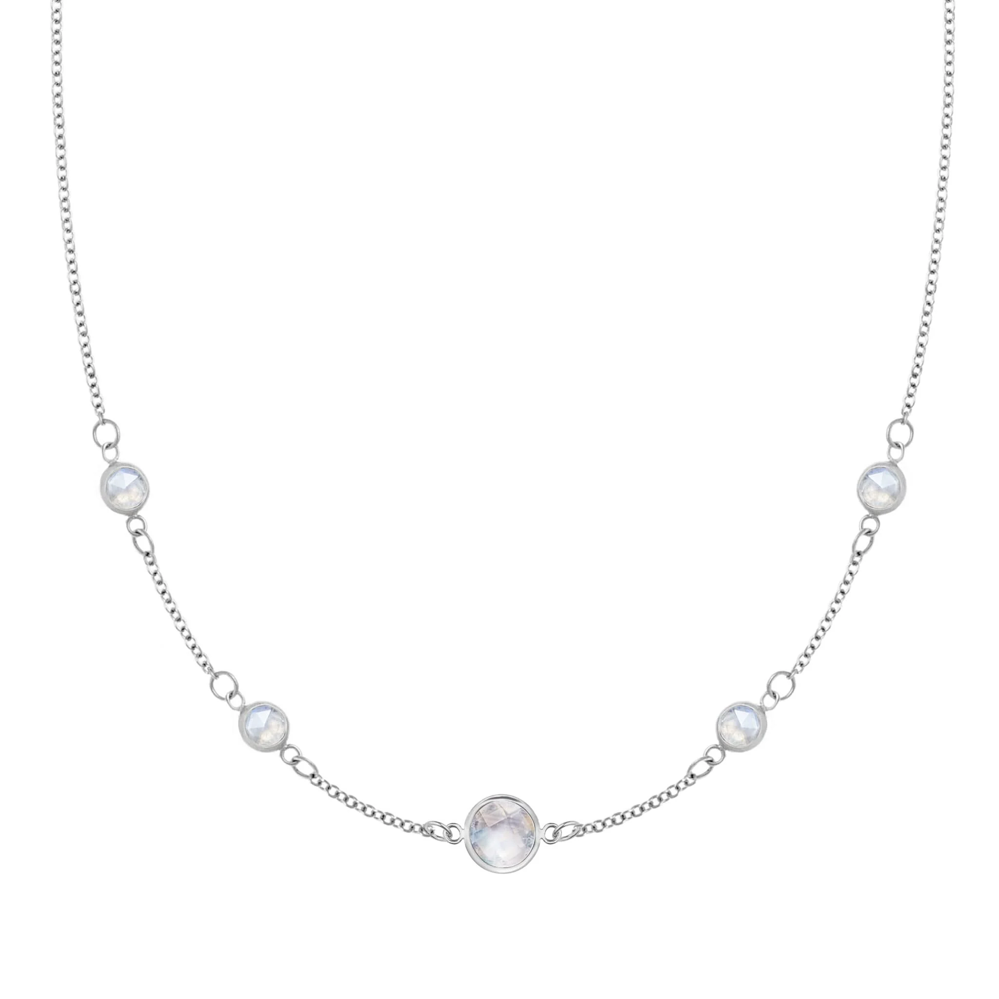 1 Grand & 4 Petite Moonstone Necklace in 14k Gold (June) - Image 5