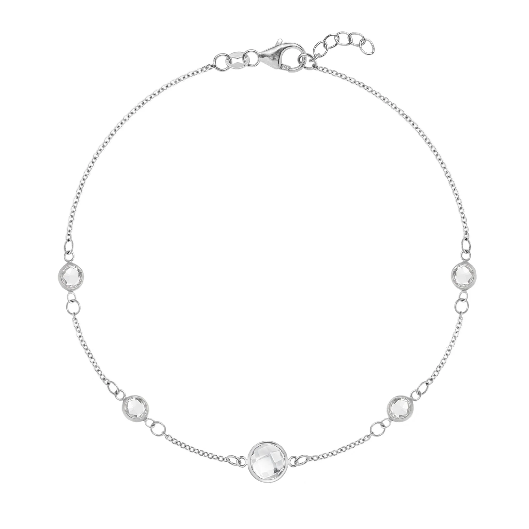 1 Grand & 4 Petite White Topaz Bracelet in 14k Gold (April) - Image 5