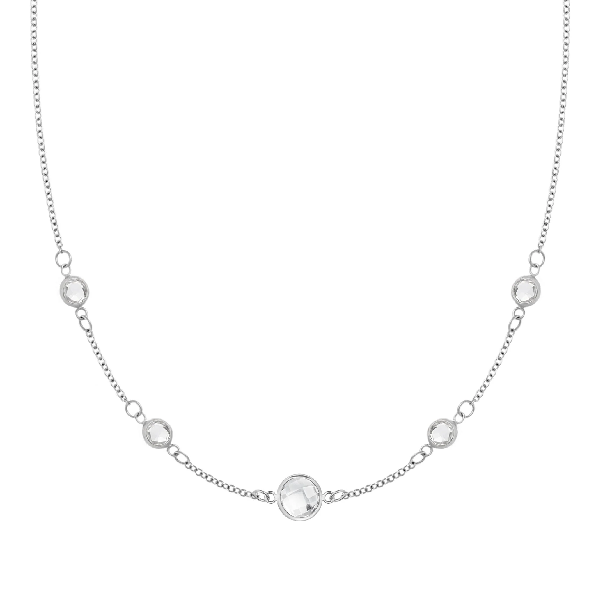 1 Grand & 4 Petite White Topaz Necklace in 14k Gold (April) - Image 5
