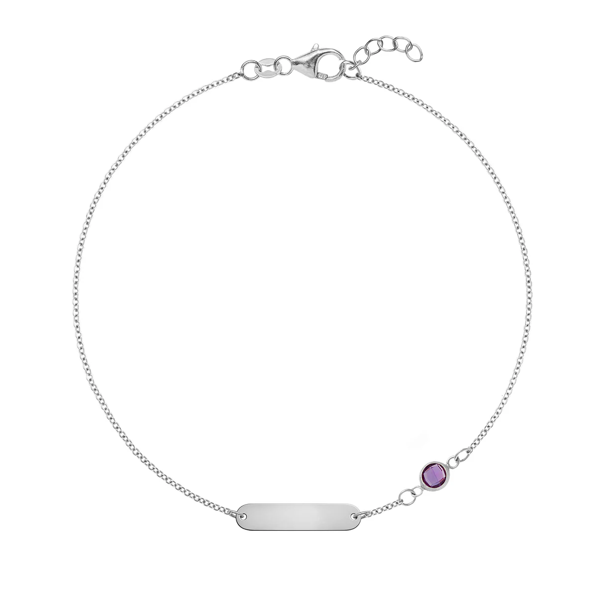 1 Nameplate & 1 Petite Amethyst Bracelet in 14k Gold (February) - Image 7