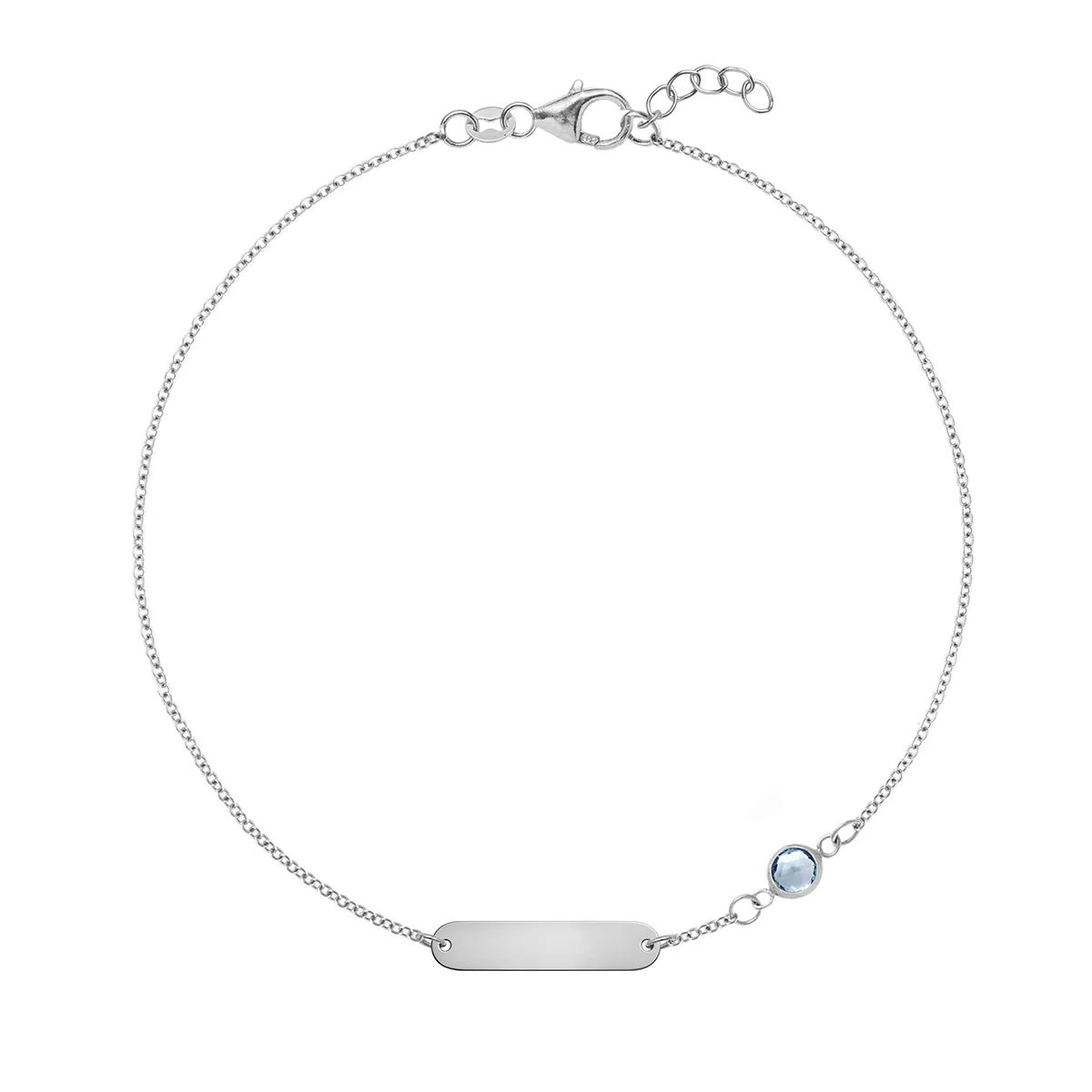 1 Nameplate & 1 Petite Aquamarine Bracelet in 14k Gold (March) - Image 7