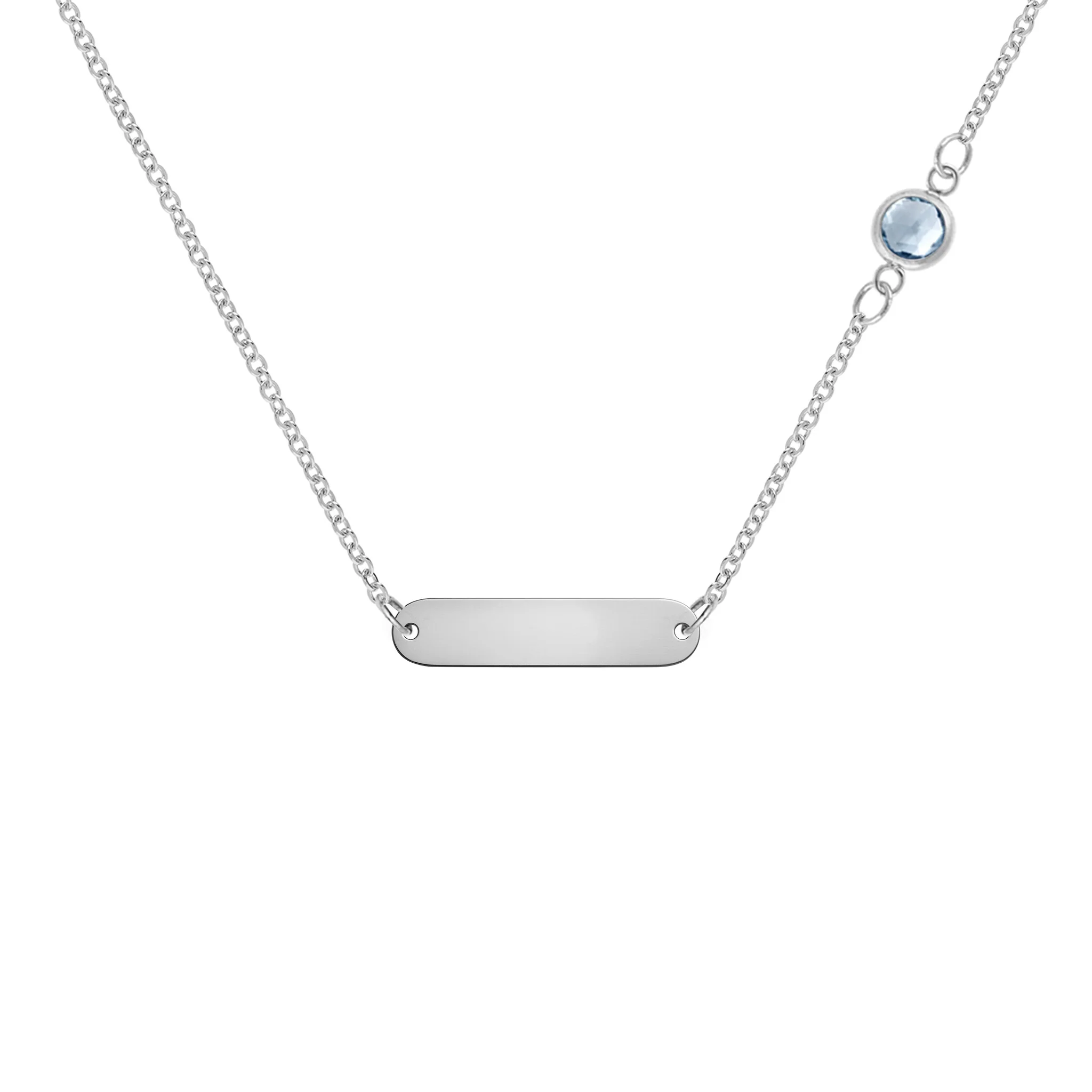 1 Nameplate & 1 Petite Aquamarine Necklace in 14k Gold (March) - Image 7
