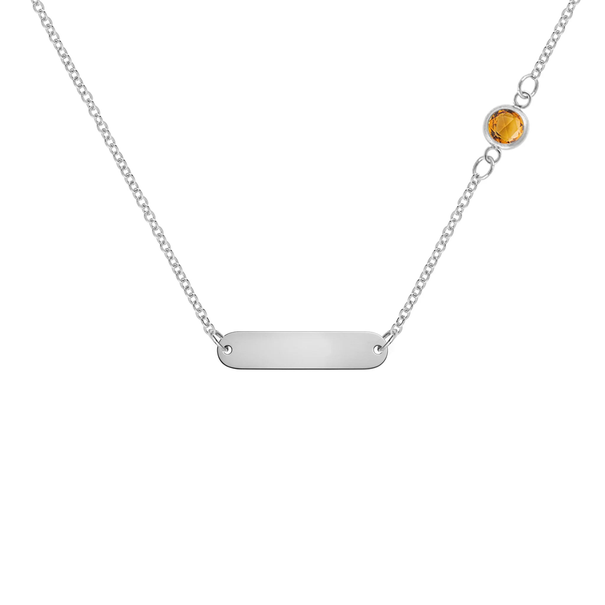 1 Nameplate & 1 Petite Citrine Necklace in 14k Gold (November) - Image 7