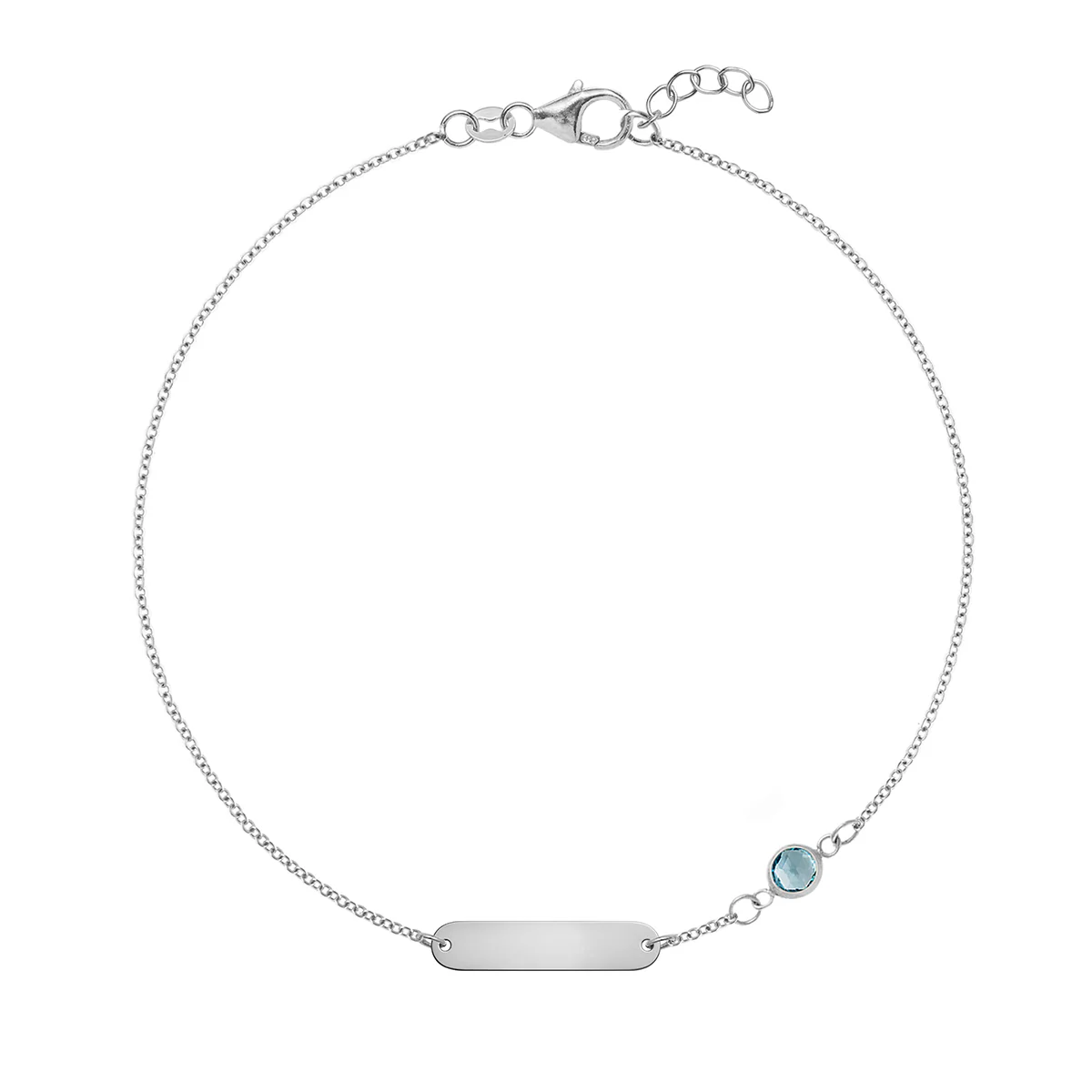 1 Nameplate & 1 Petite Nantucket Blue Topaz Bracelet in 14k Gold (December) - Image 7