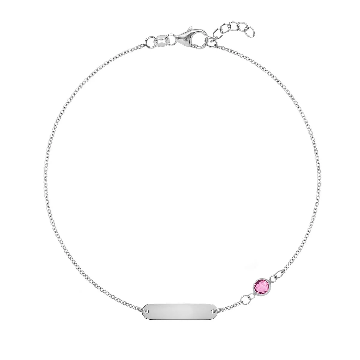 1 Nameplate & 1 Petite Pink Sapphire Bracelet in 14k Gold (October) - Image 7