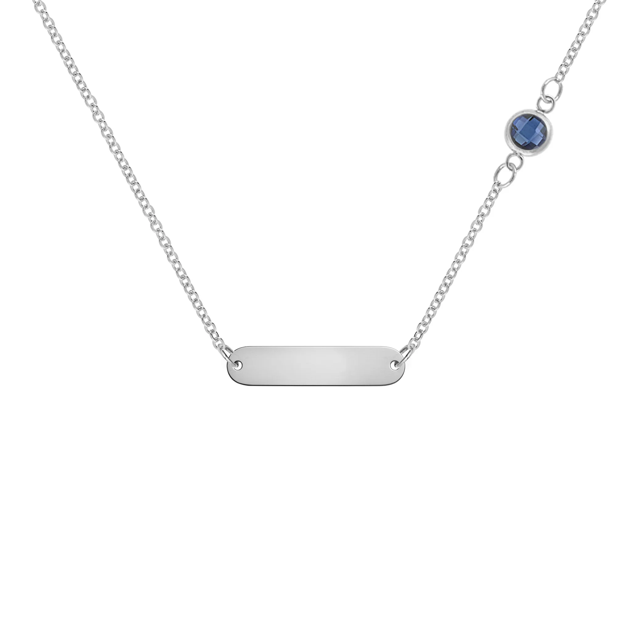 1 Nameplate & 1 Petite Sapphire Necklace in 14k Gold (September) - Image 7
