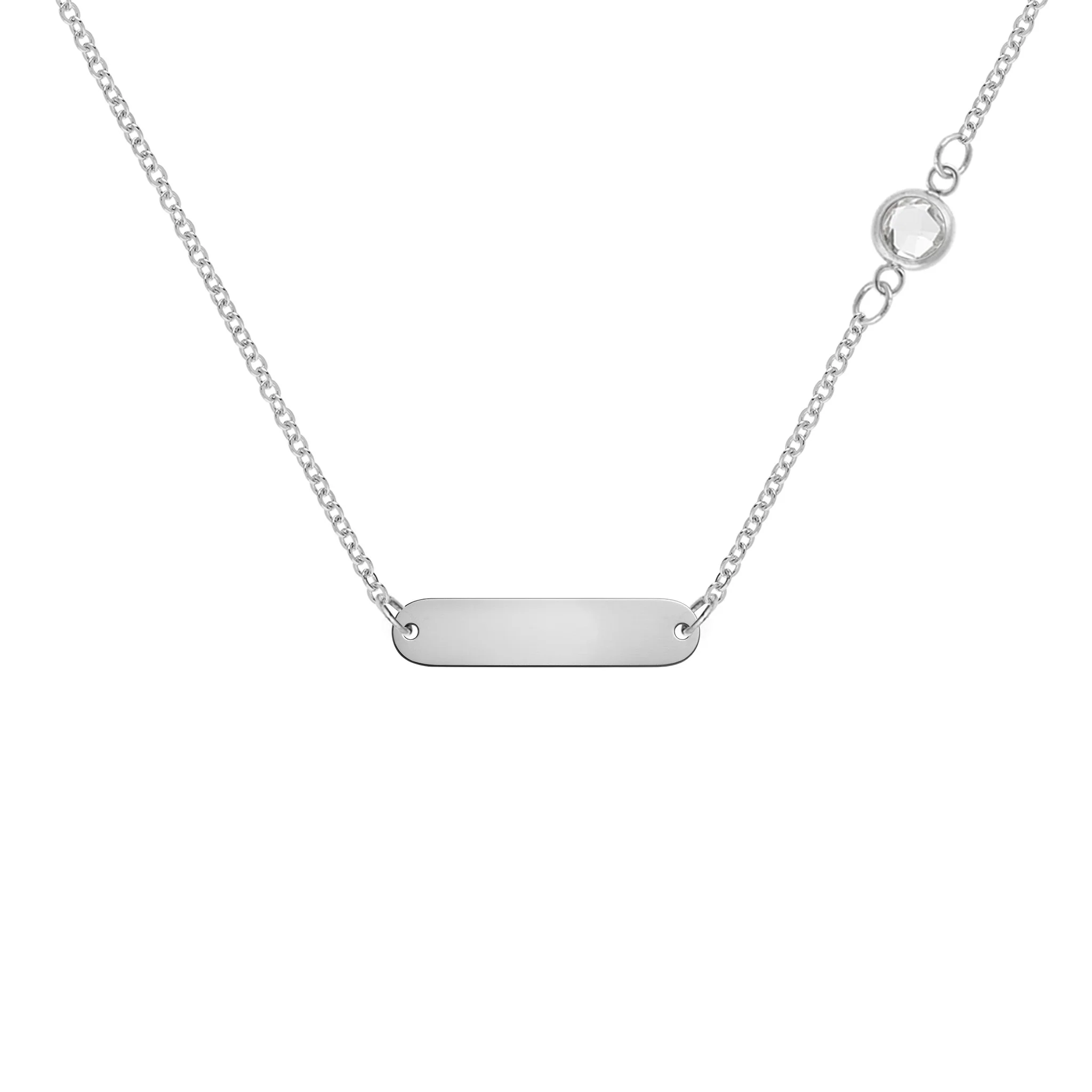 1 Nameplate & 1 Petite White Topaz Necklace in 14k Gold (April) - Image 7