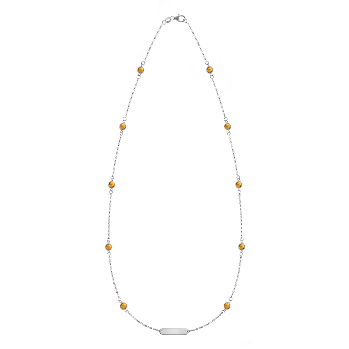 1 Nameplate & 10 Petite Citrine Necklace in 14k Gold (November) - Image 4