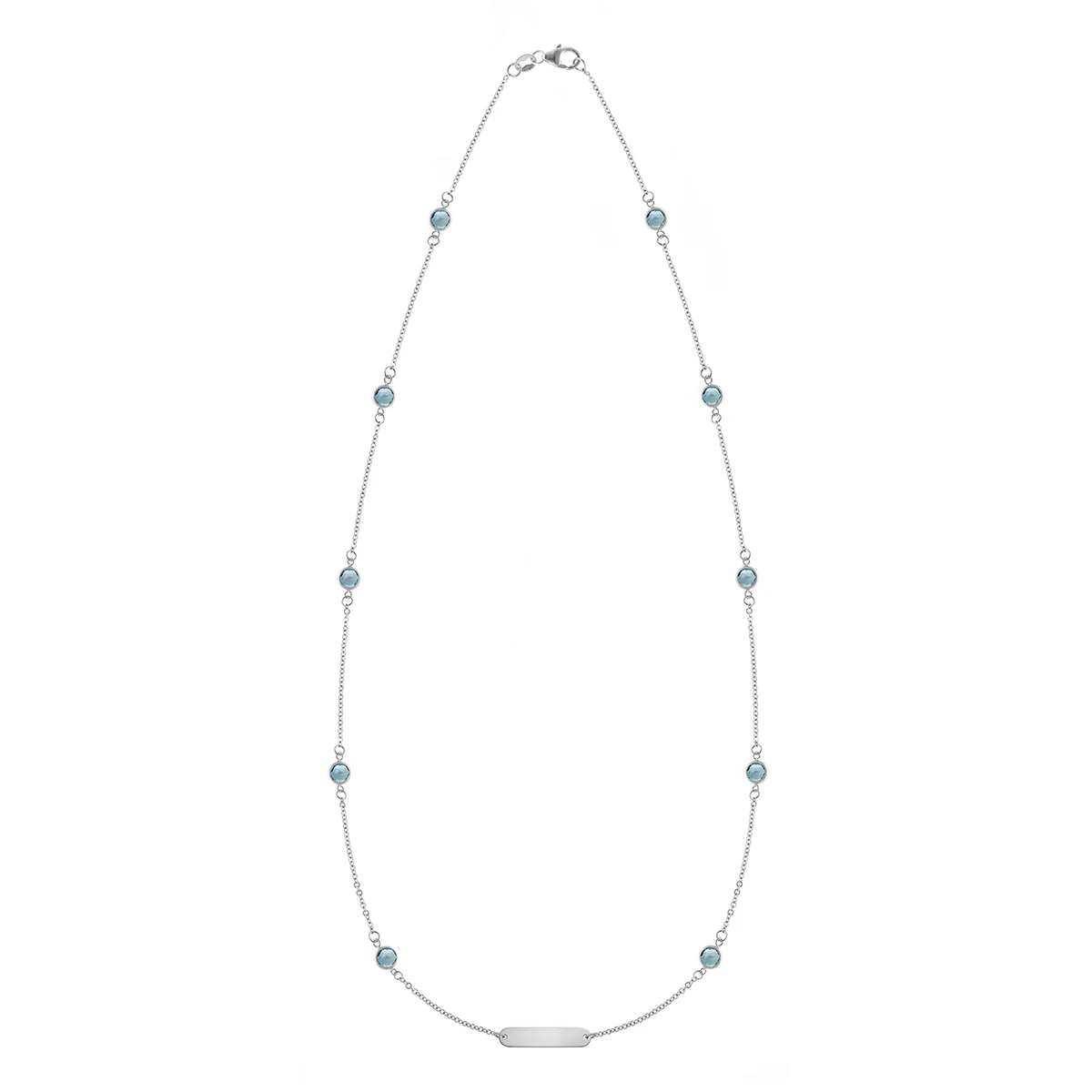 1 Nameplate & 10 Petite Nantucket Blue Topaz Necklace in 14k Gold (December) - Image 4