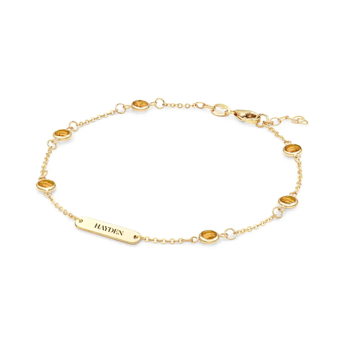 1 Nameplate & 6 Petite Citrine Bracelet in 14k Gold (November) - Image 4