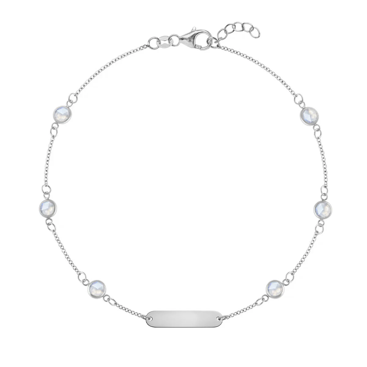 1 Nameplate & 6 Petite Moonstone Bracelet in 14k Gold (June) - Image 7