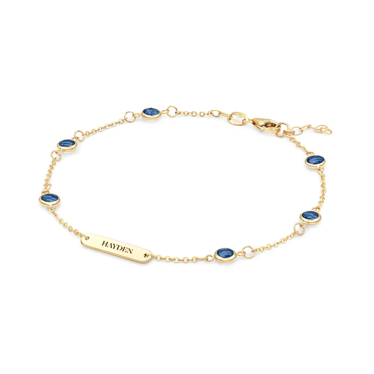 1 Nameplate & 6 Petite Sapphire Bracelet in 14k Gold (September) - Image 4