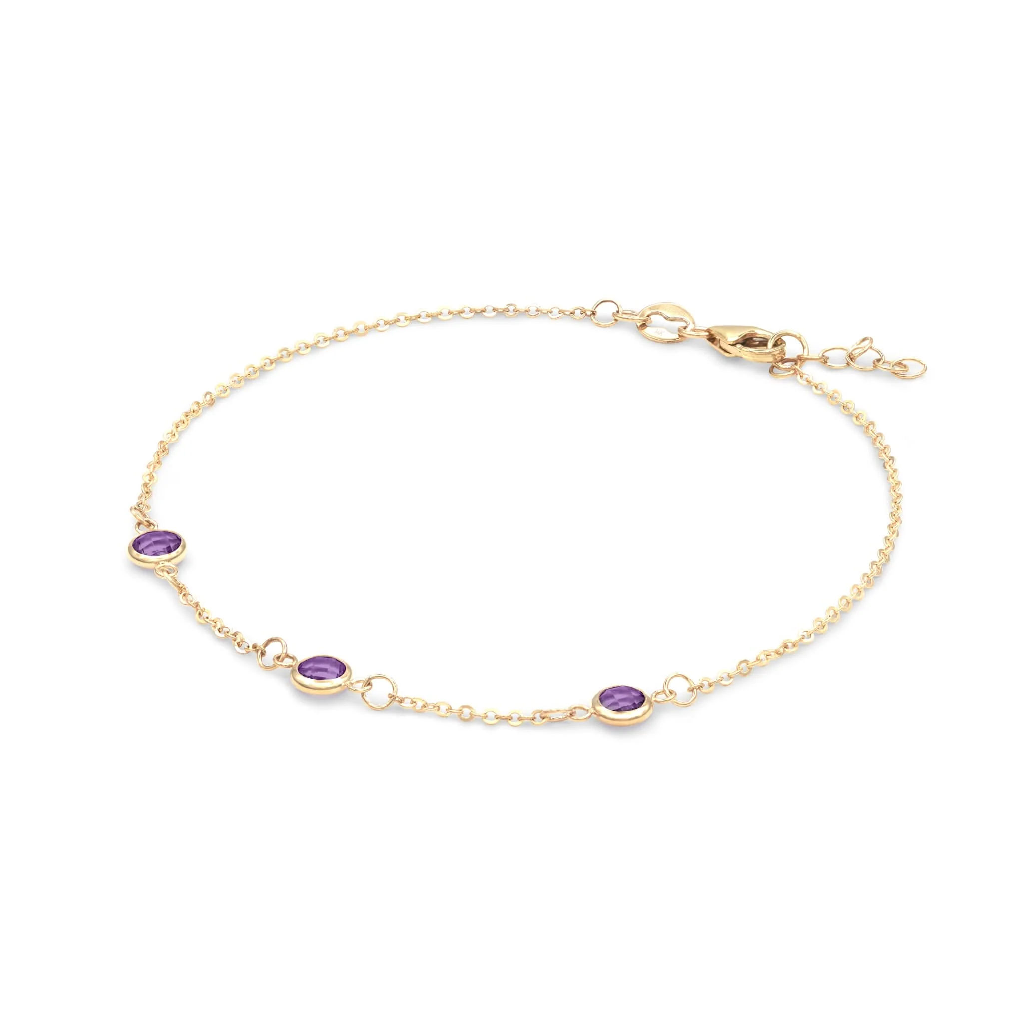 Bayberry 3 Amethyst Bracelet in 14k Gold (February) - Image 4