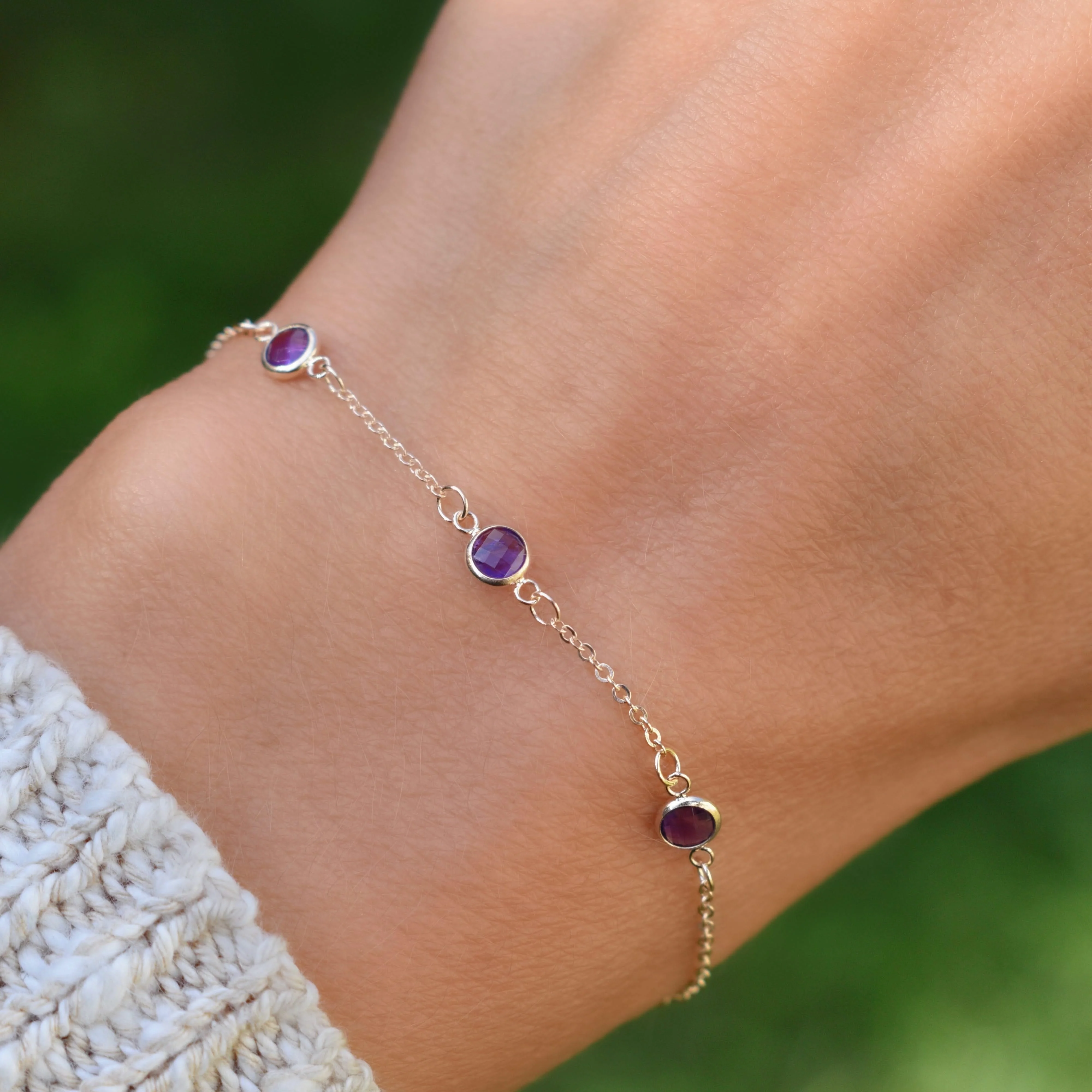 Bayberry 3 Amethyst Bracelet in 14k Gold (February) - Image 9