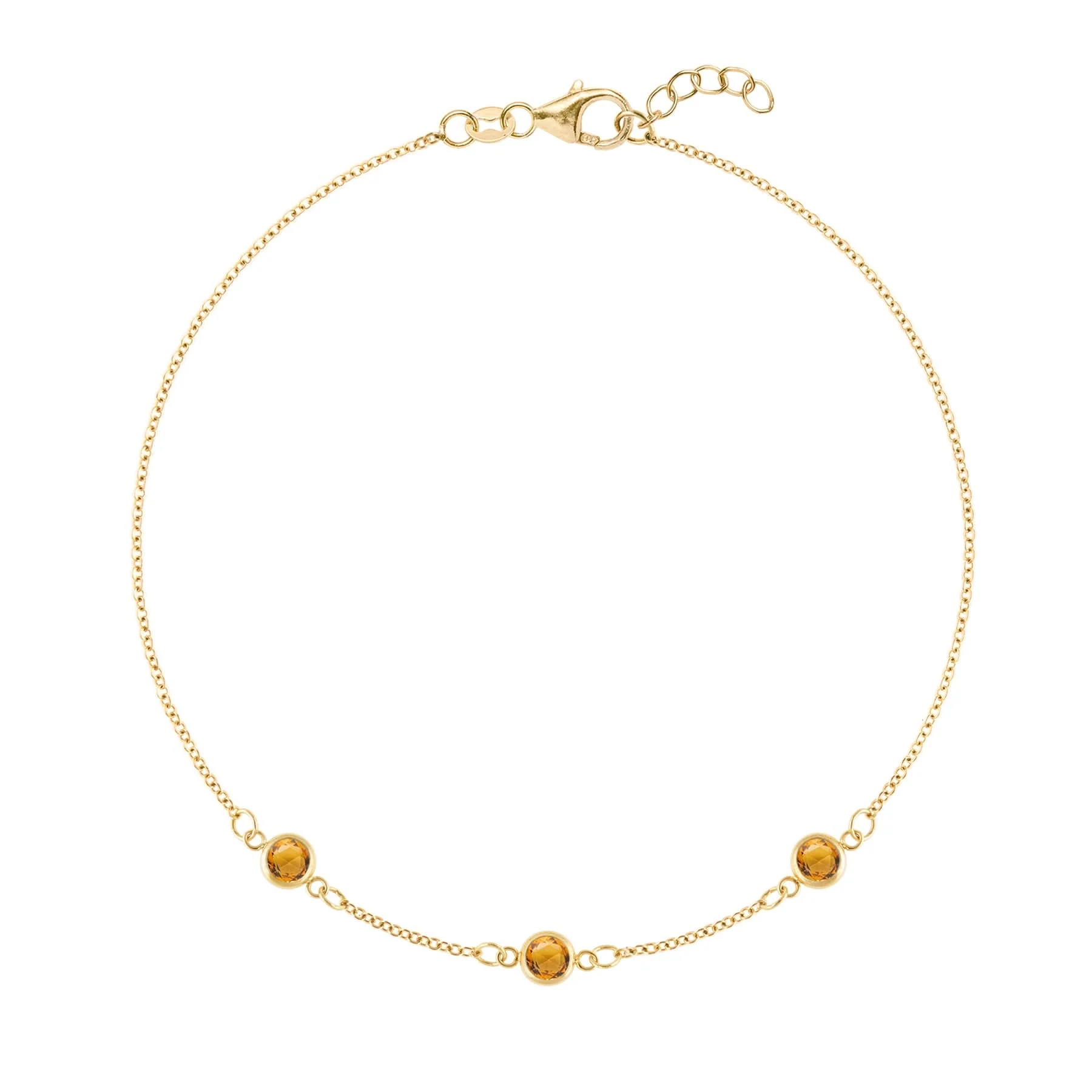 Bayberry 3 Citrine Bracelet in 14k Gold (November)