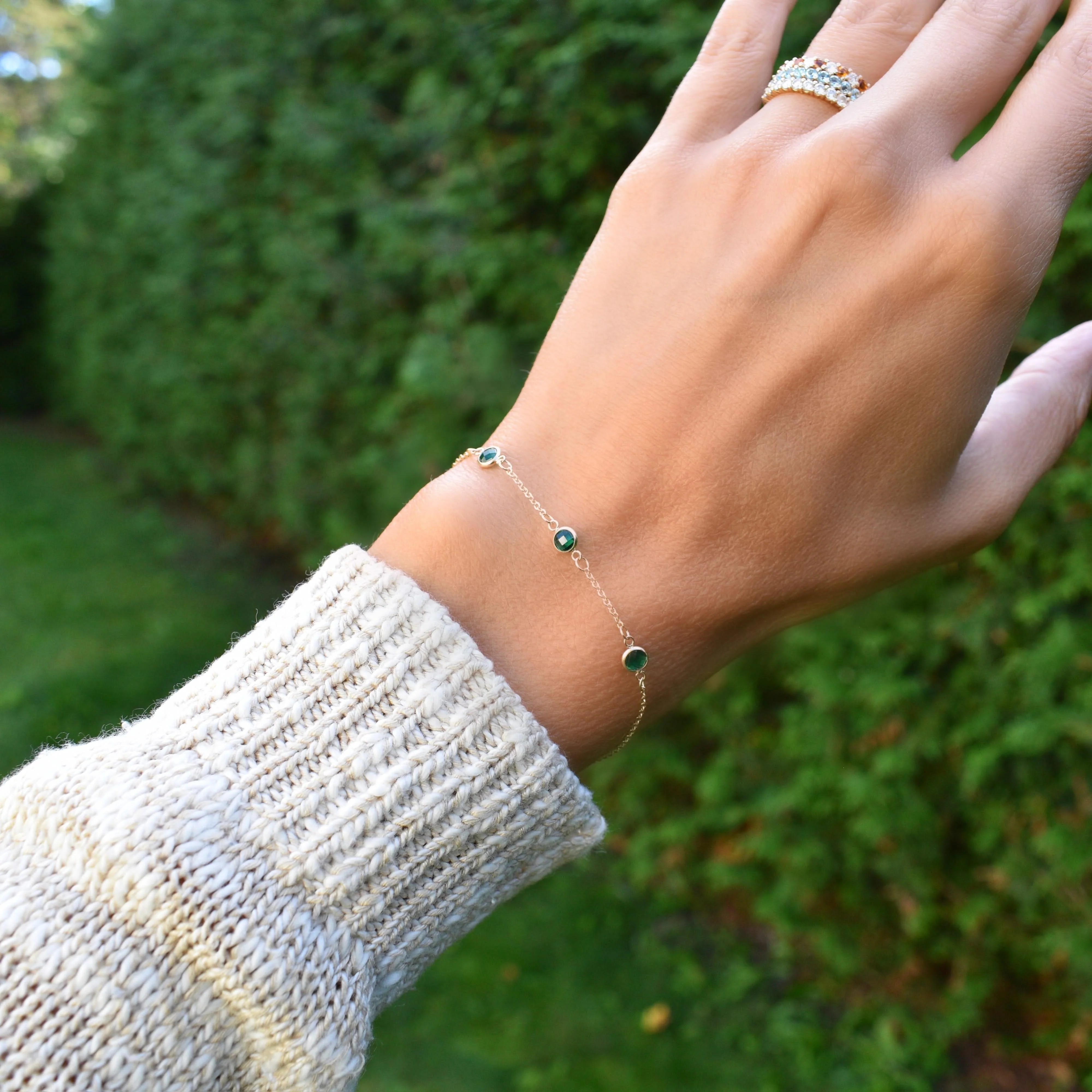 Bayberry 3 Emerald Bracelet in 14k Gold (May) - Image 10