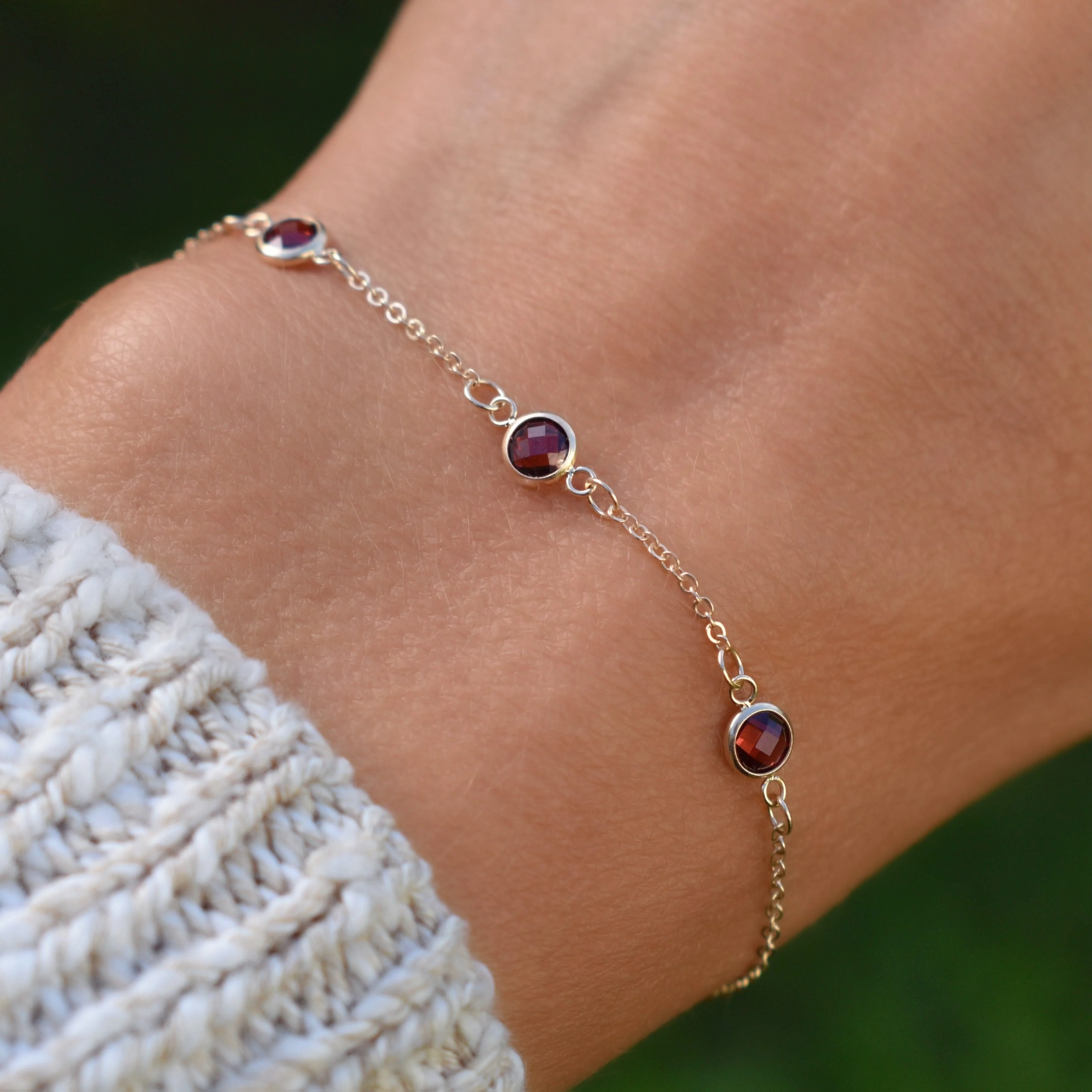 Bayberry 3 Garnet Bracelet in 14k Gold (January) - Image 10