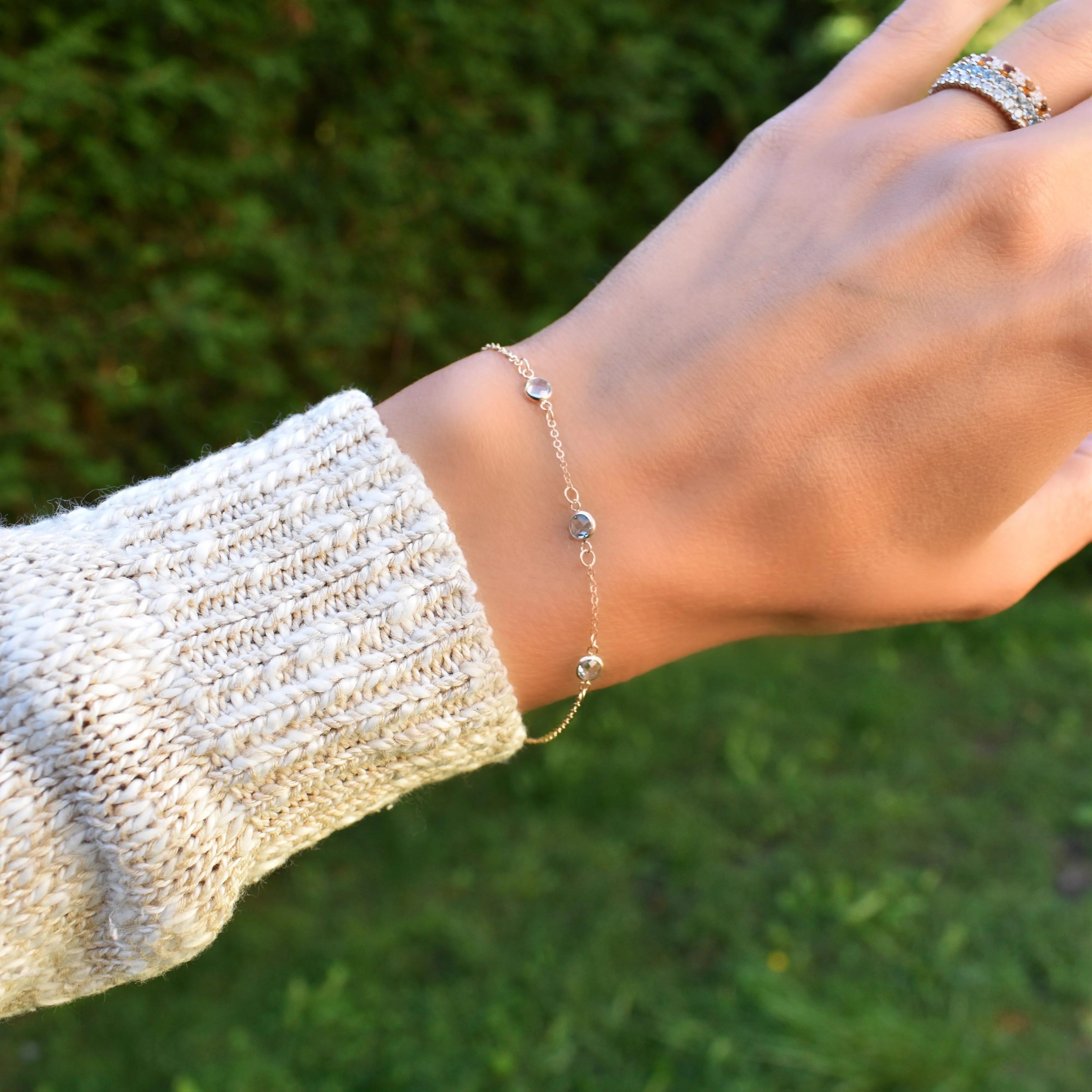 Bayberry 3 Nantucket Blue Topaz Bracelet in 14k Gold (December) - Image 10