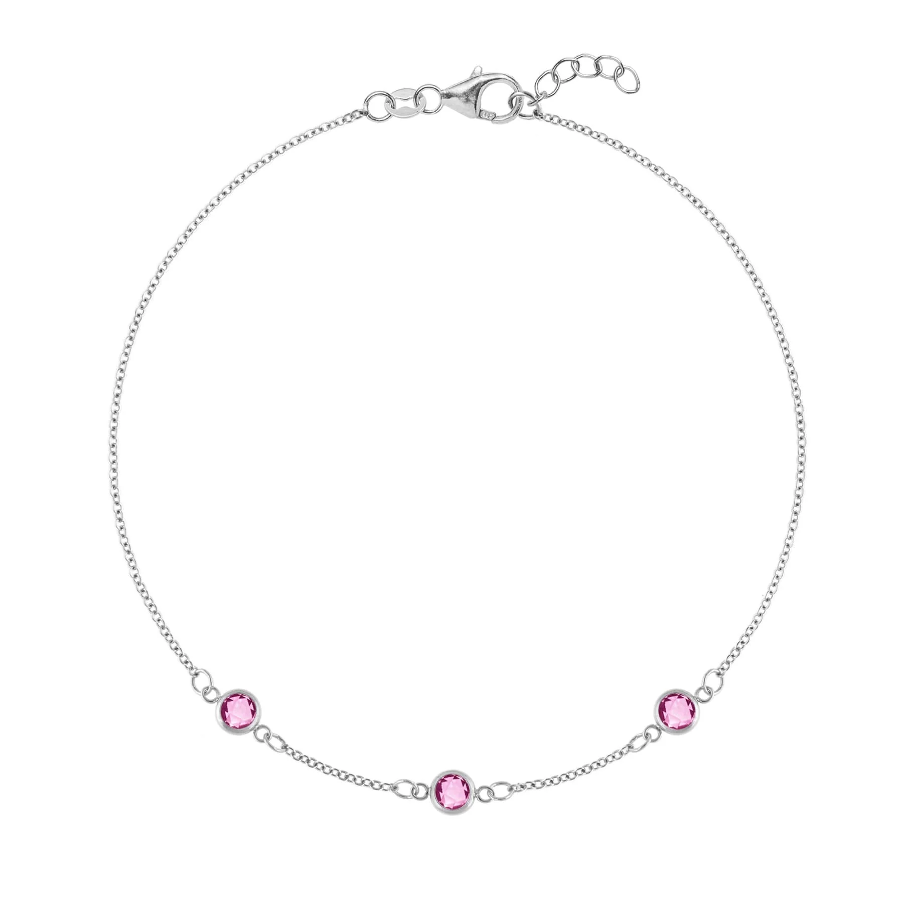 Bayberry 3 Pink Sapphire Bracelet in 14k Gold (October) - Image 8