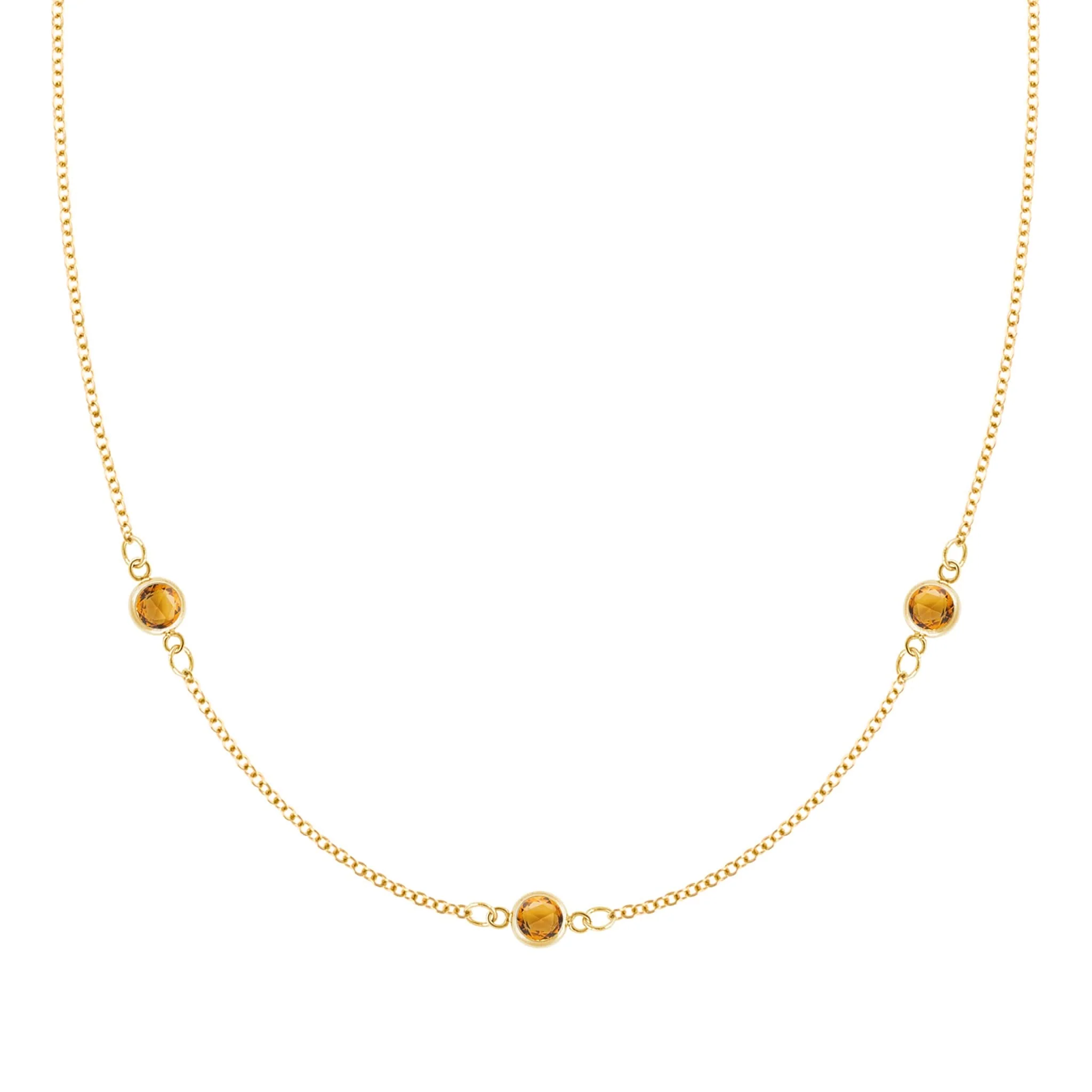 Bayberry 3 Citrine Necklace in 14k Gold (November)