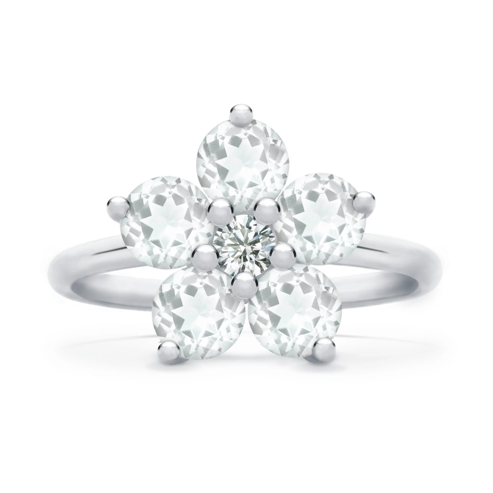 Greenwich Flower Birthstone & Diamond Ring in 14k Gold - Image 5