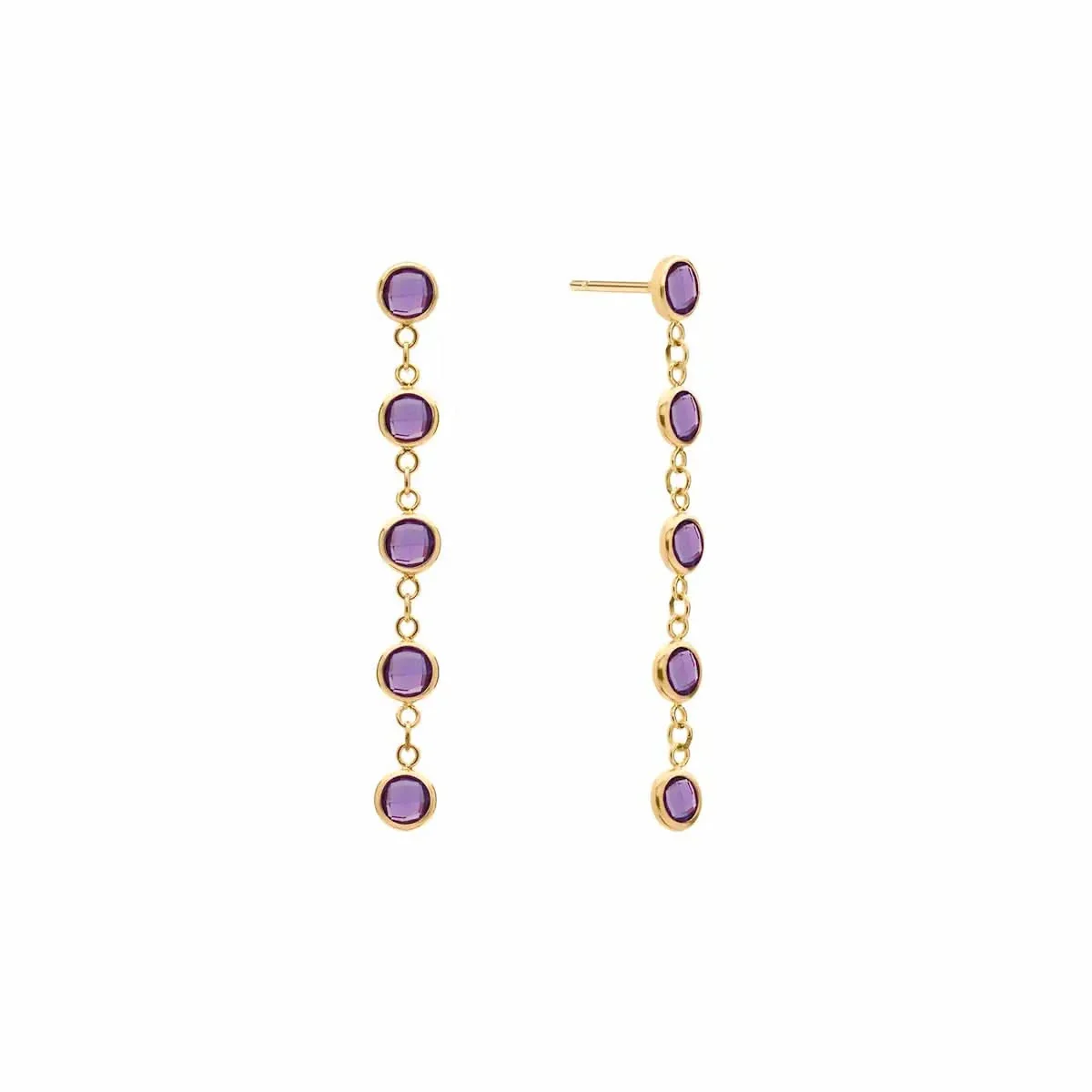 Newport Amethyst Earrings in 14k Gold (February)