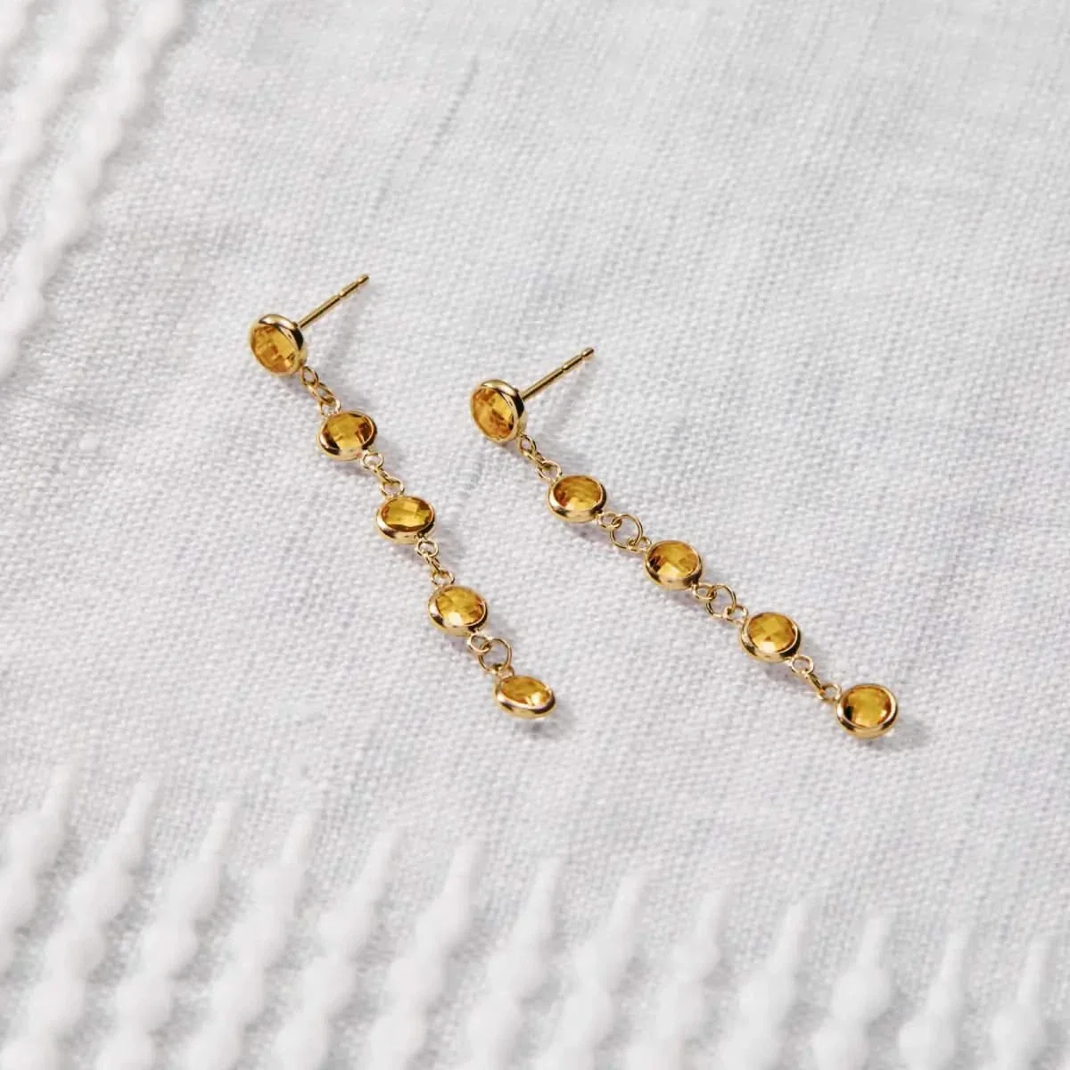 Newport Citrine Earrings in 14k Gold (November) - Image 3