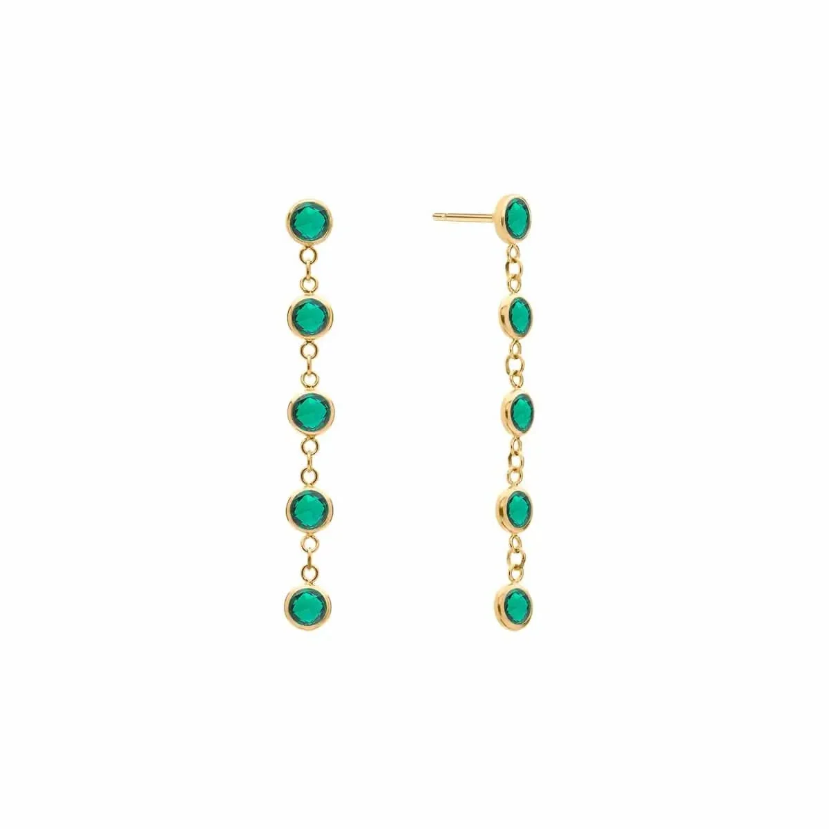 Newport Emerald Earrings in 14k Gold (May)