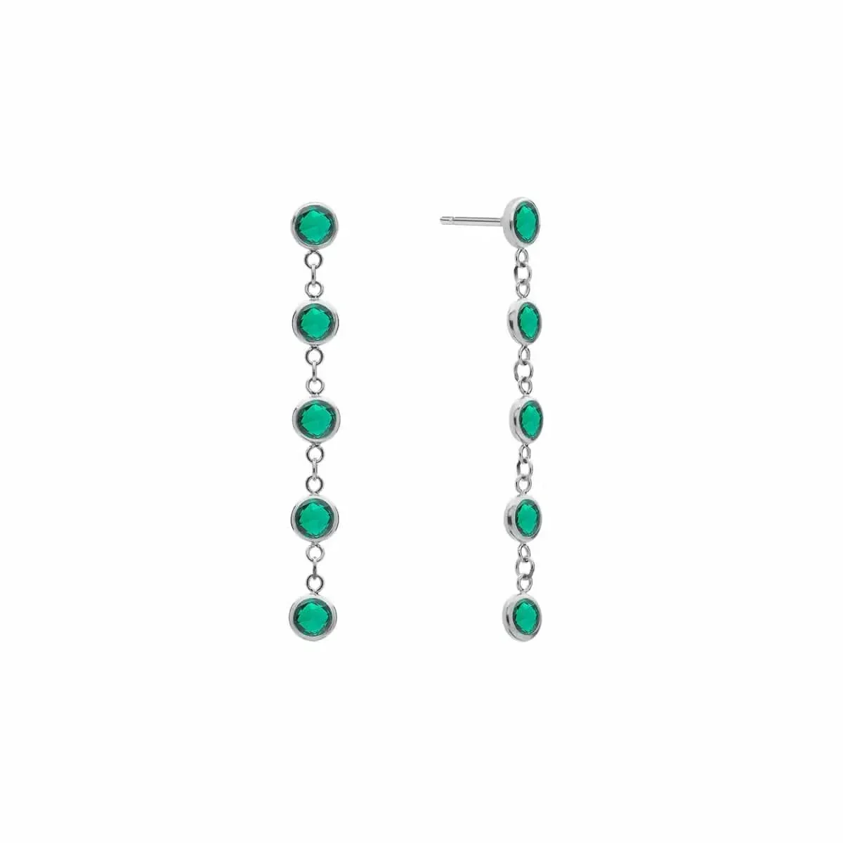 Newport Emerald Earrings in 14k Gold (May) - Image 5