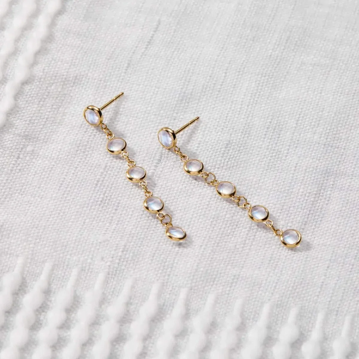 Newport Moonstone Earrings in 14k Gold (June) - Image 3