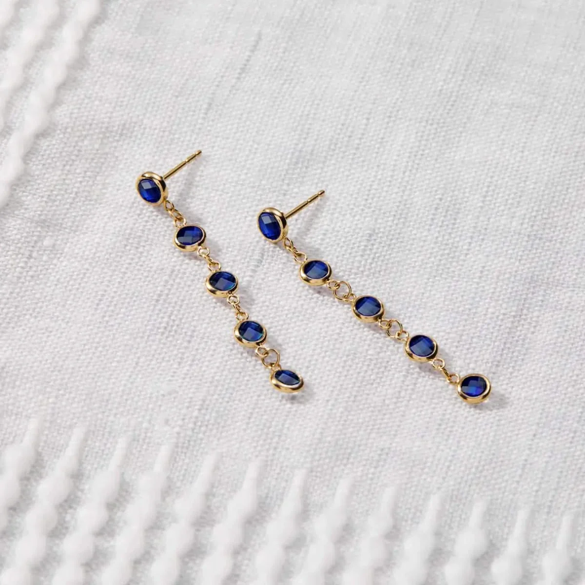 Newport Sapphire Earrings in 14k Gold (September) - Image 3