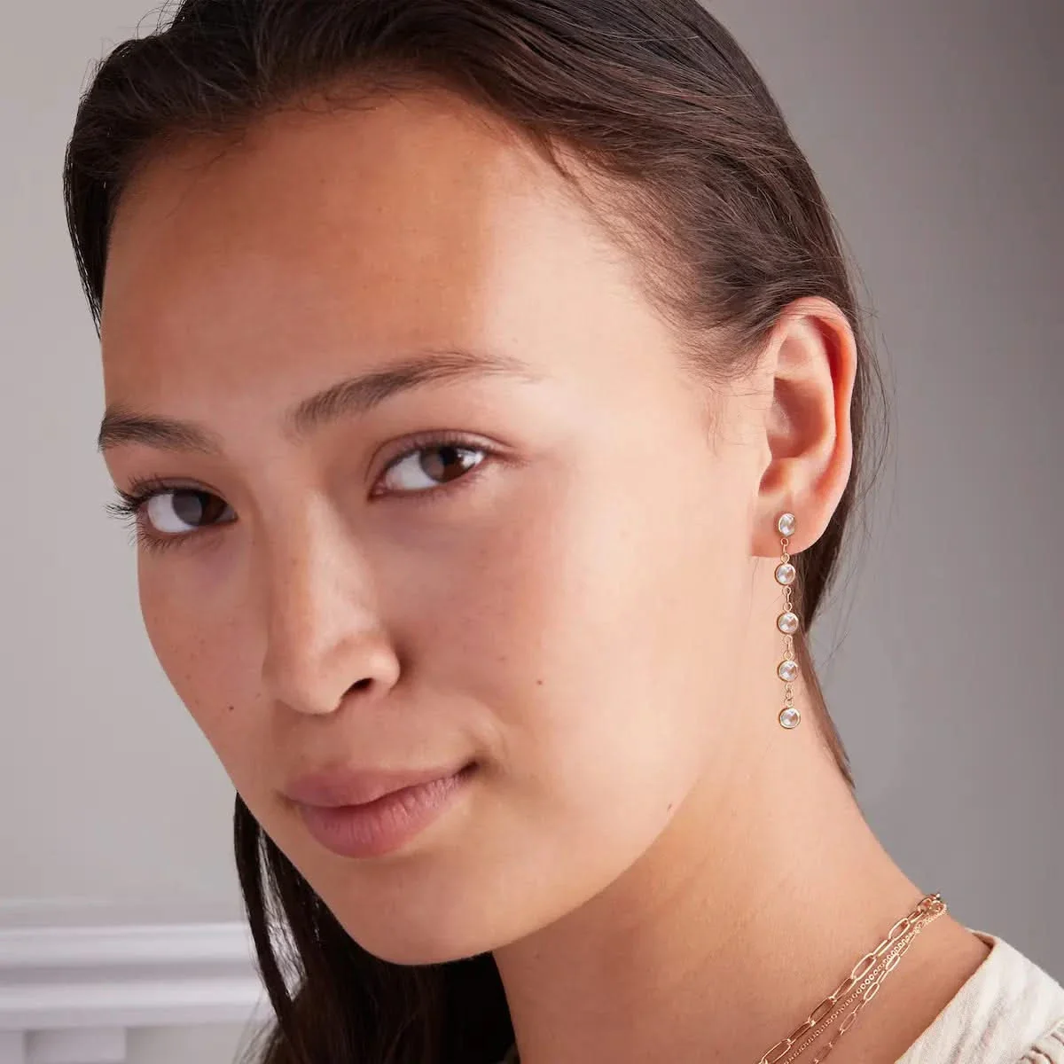 Newport White Topaz Earrings in 14k Gold (April) - Image 2
