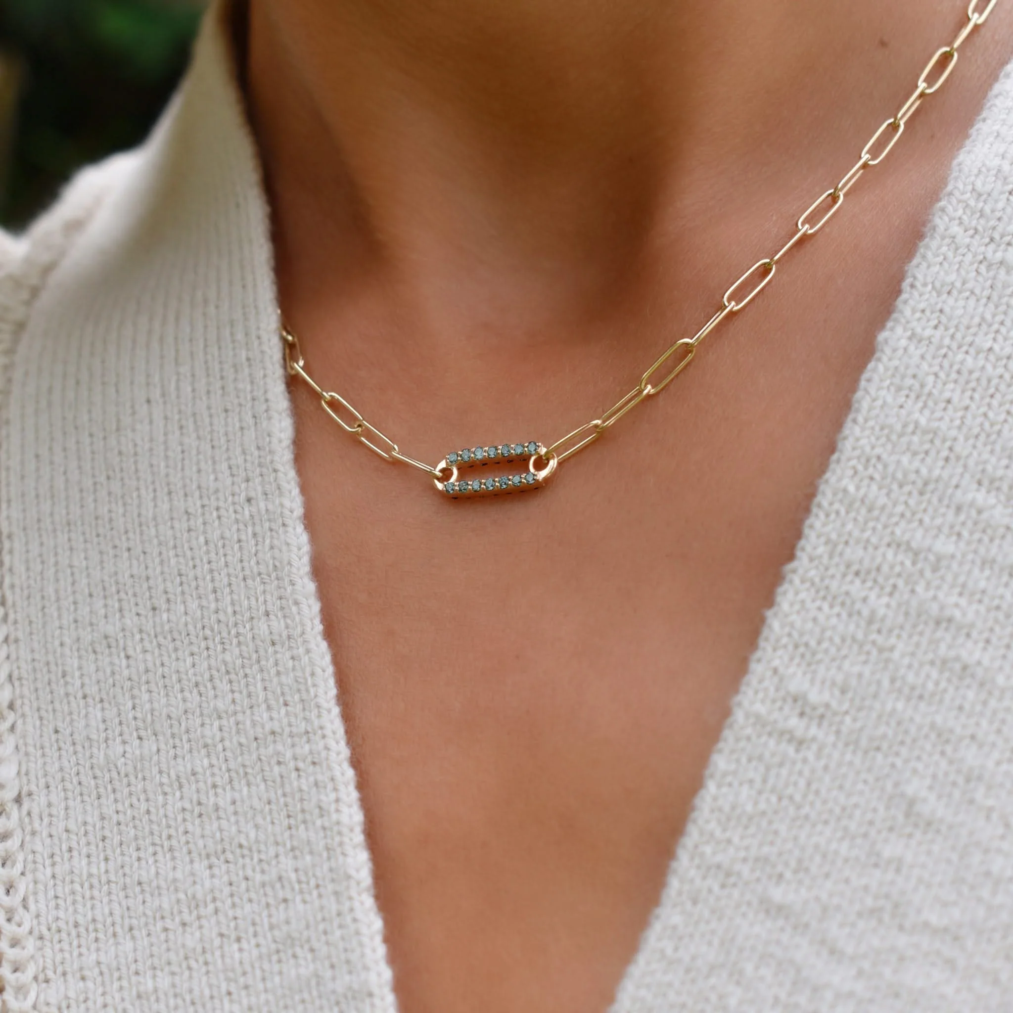 Adelaide 1 Pavé Alexandrite Link Necklace in 14k Gold (June) - Image 6