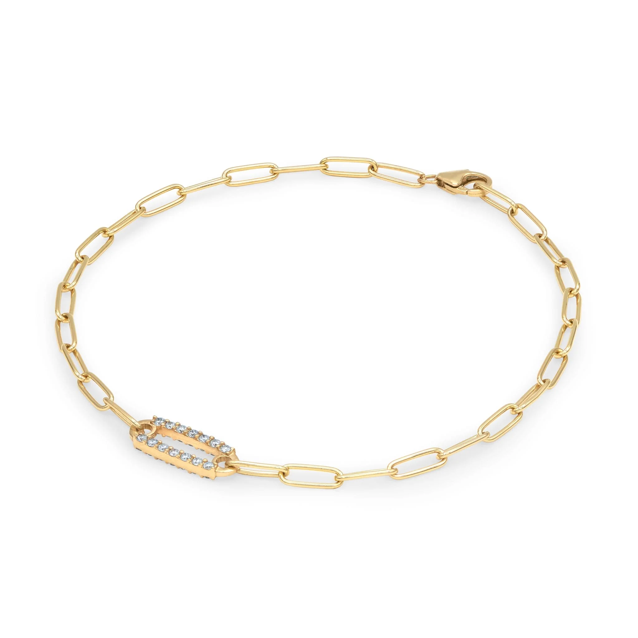 Adelaide 1 Pavé Aquamarine Link Bracelet in 14k Gold (March) - Image 5