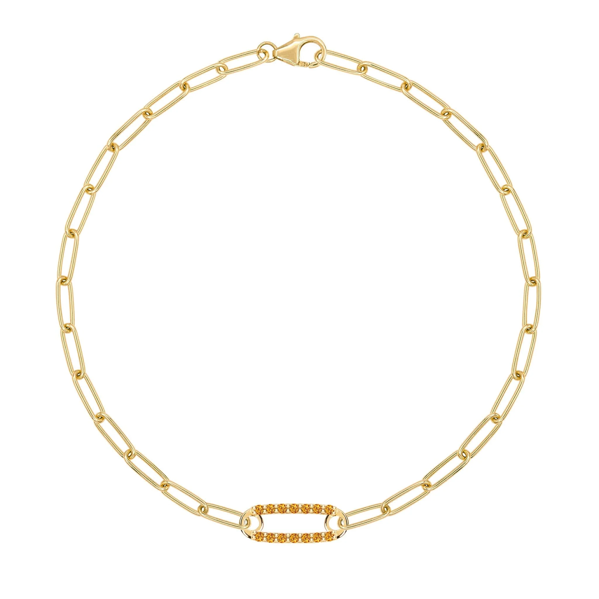 Adelaide 1 Pavé Citrine Link Bracelet in 14k Gold (November)