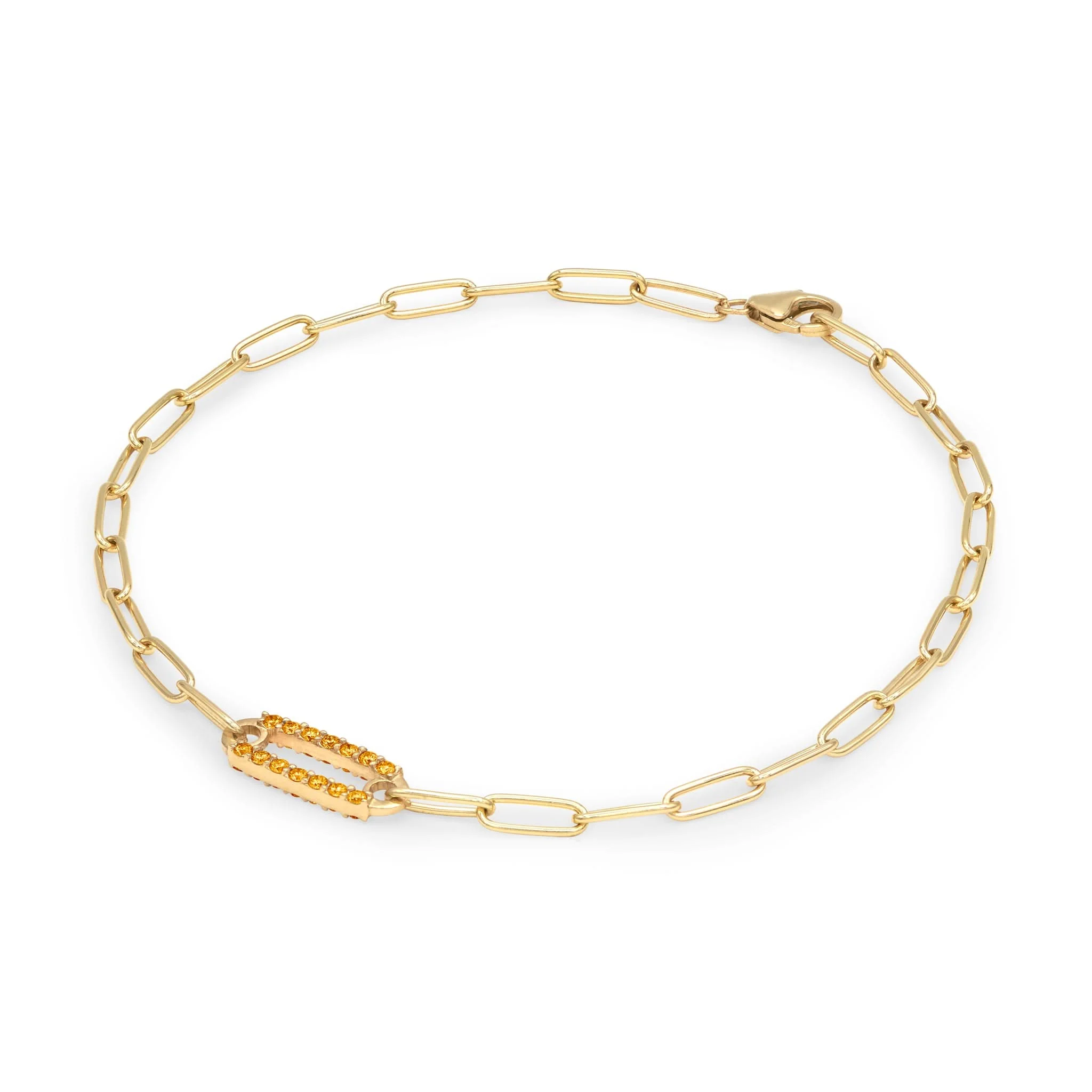 Adelaide 1 Pavé Citrine Link Bracelet in 14k Gold (November) - Image 5
