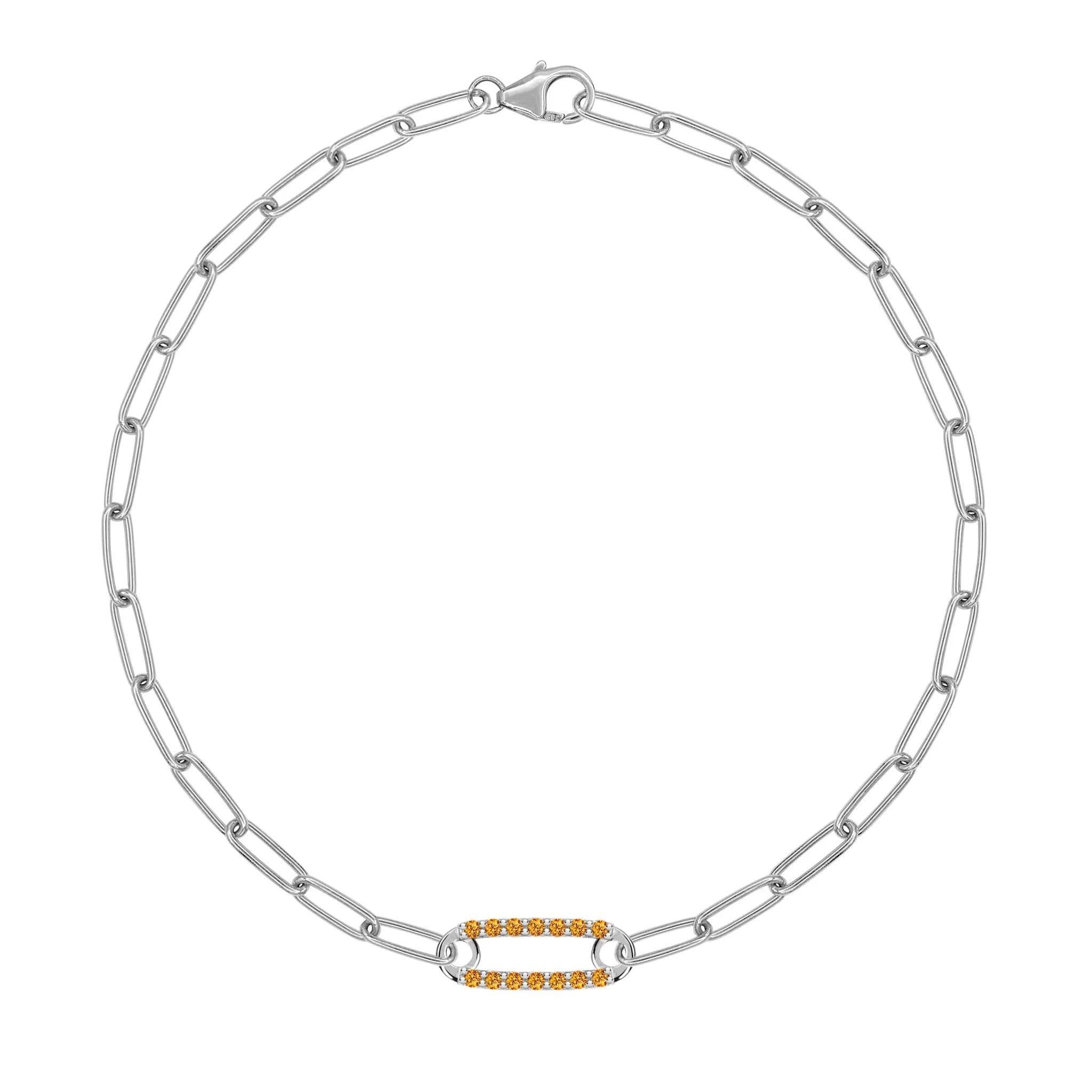 Adelaide 1 Pavé Citrine Link Bracelet in 14k Gold (November) - Image 7