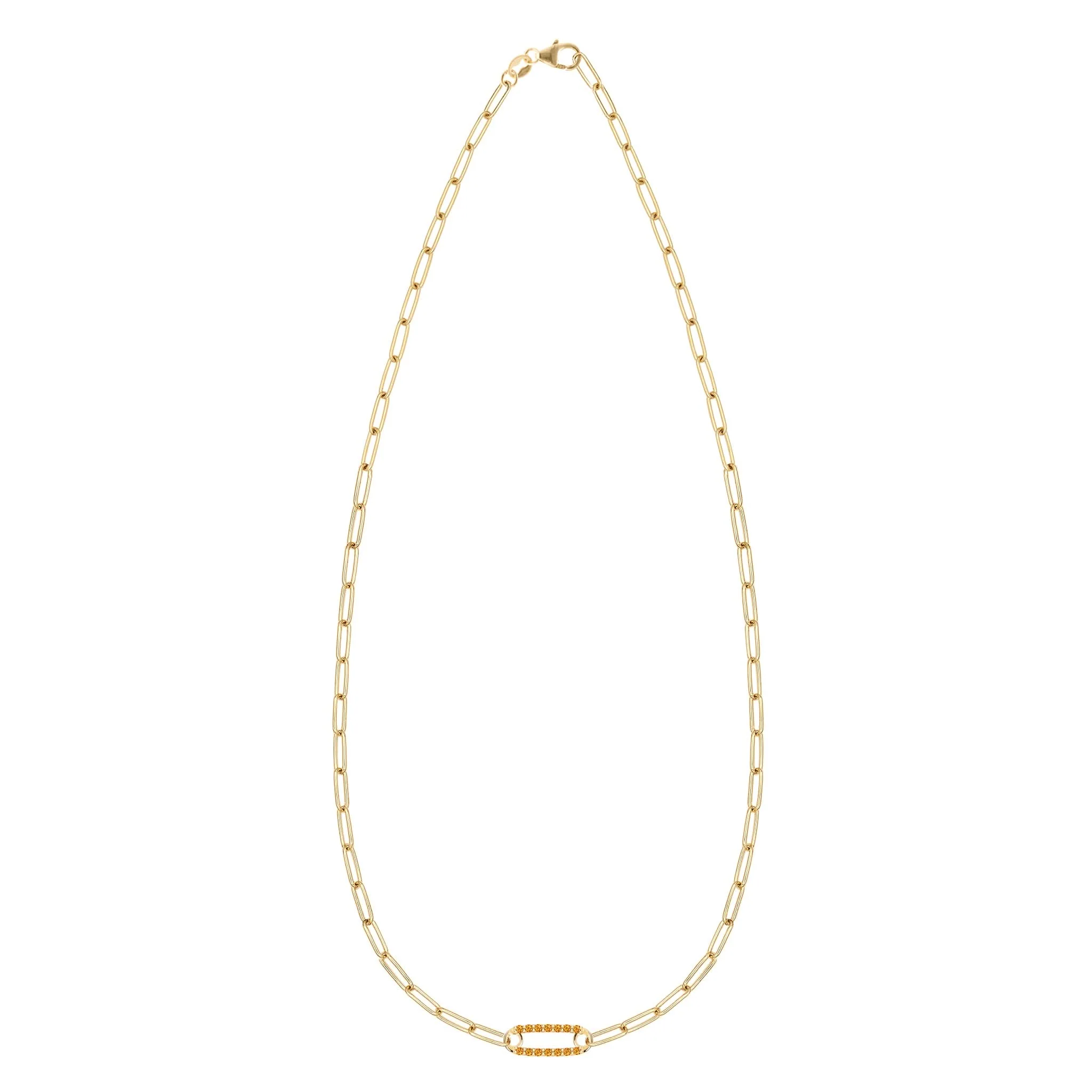 Adelaide 1 Pavé Citrine Link Necklace in 14k Gold (November) - Image 5