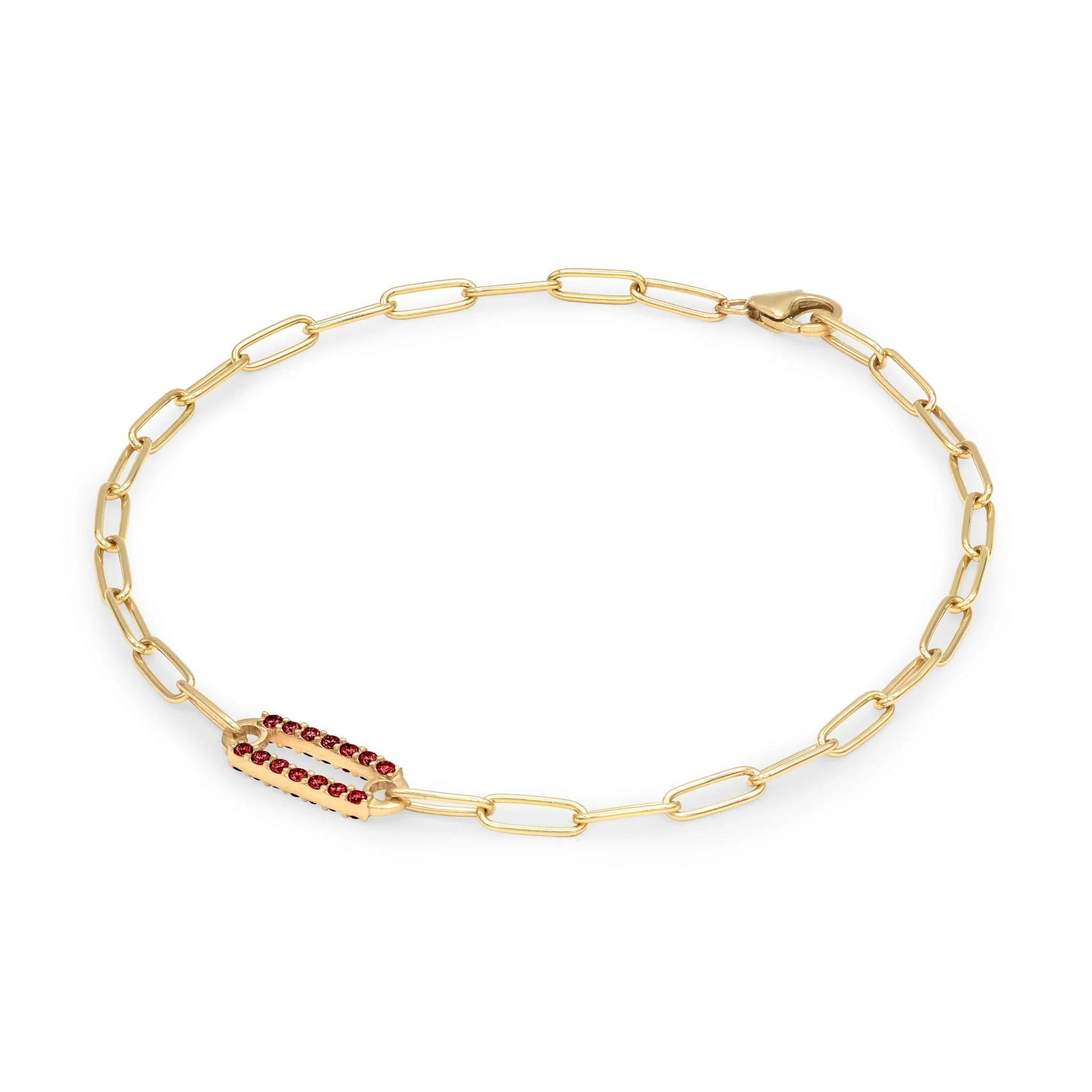 Adelaide 1 Pavé Garnet Link Bracelet in 14k Gold (January) - Image 5