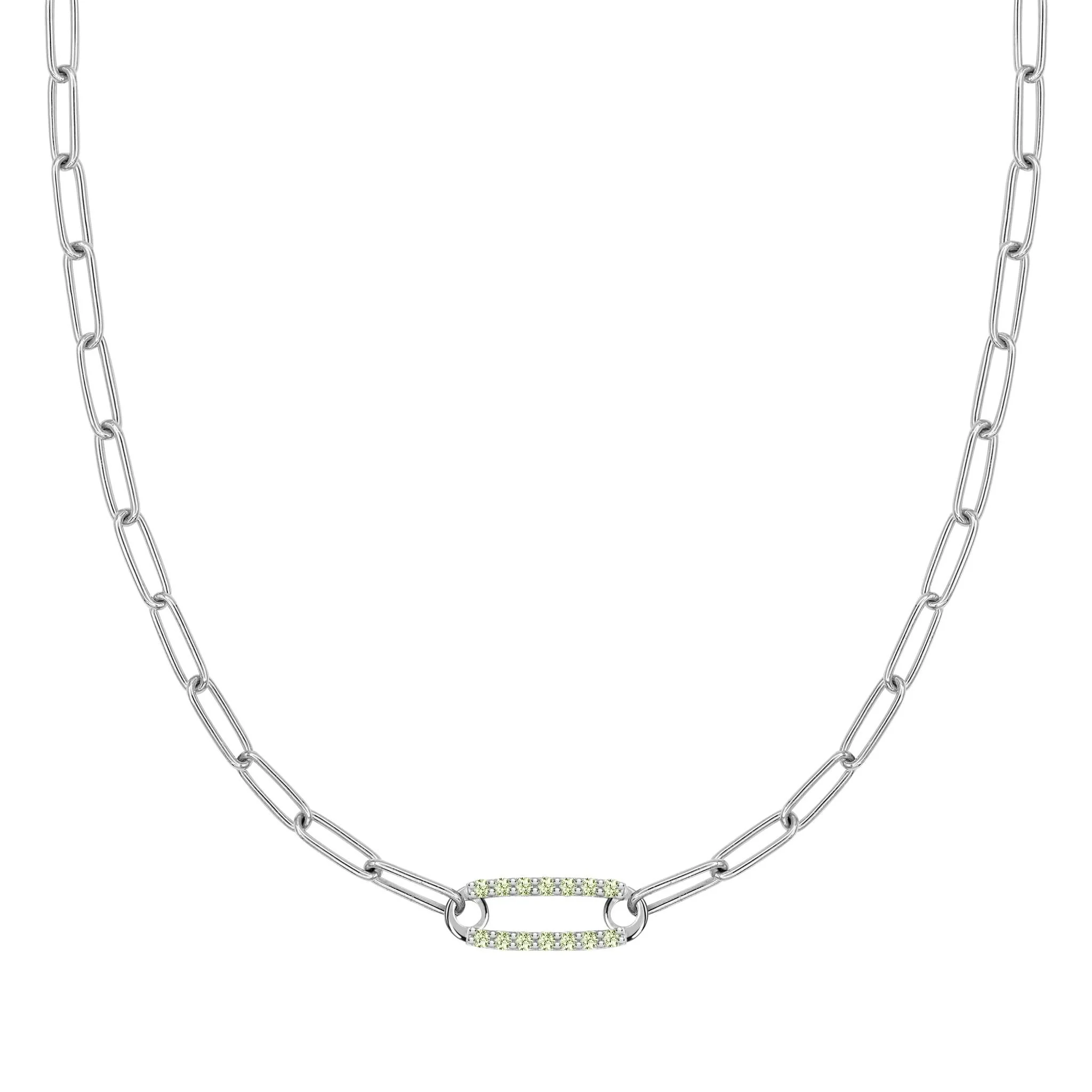 Adelaide 1 Pavé Peridot Link Necklace in 14k Gold (August) - Image 8