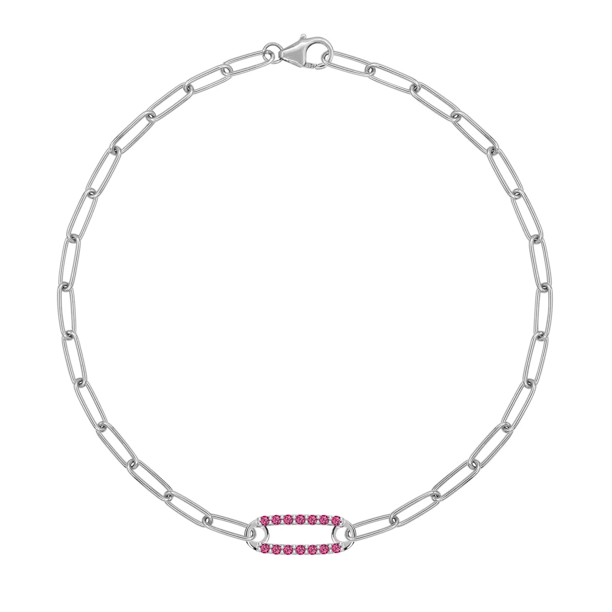 Adelaide 1 Pavé Ruby Link Bracelet in 14k Gold (July) - Image 8