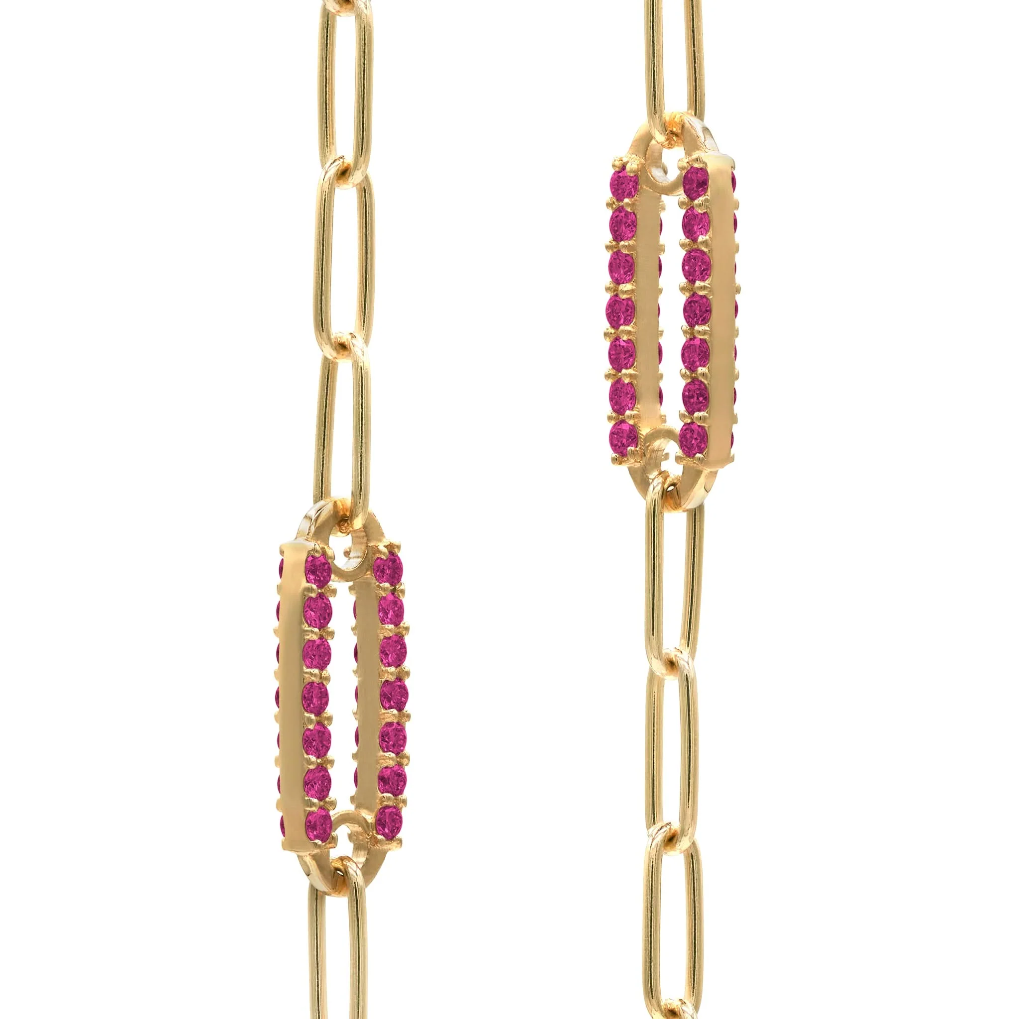 Adelaide 1 Pavé Ruby Link Necklace in 14k Gold (July) - Image 4