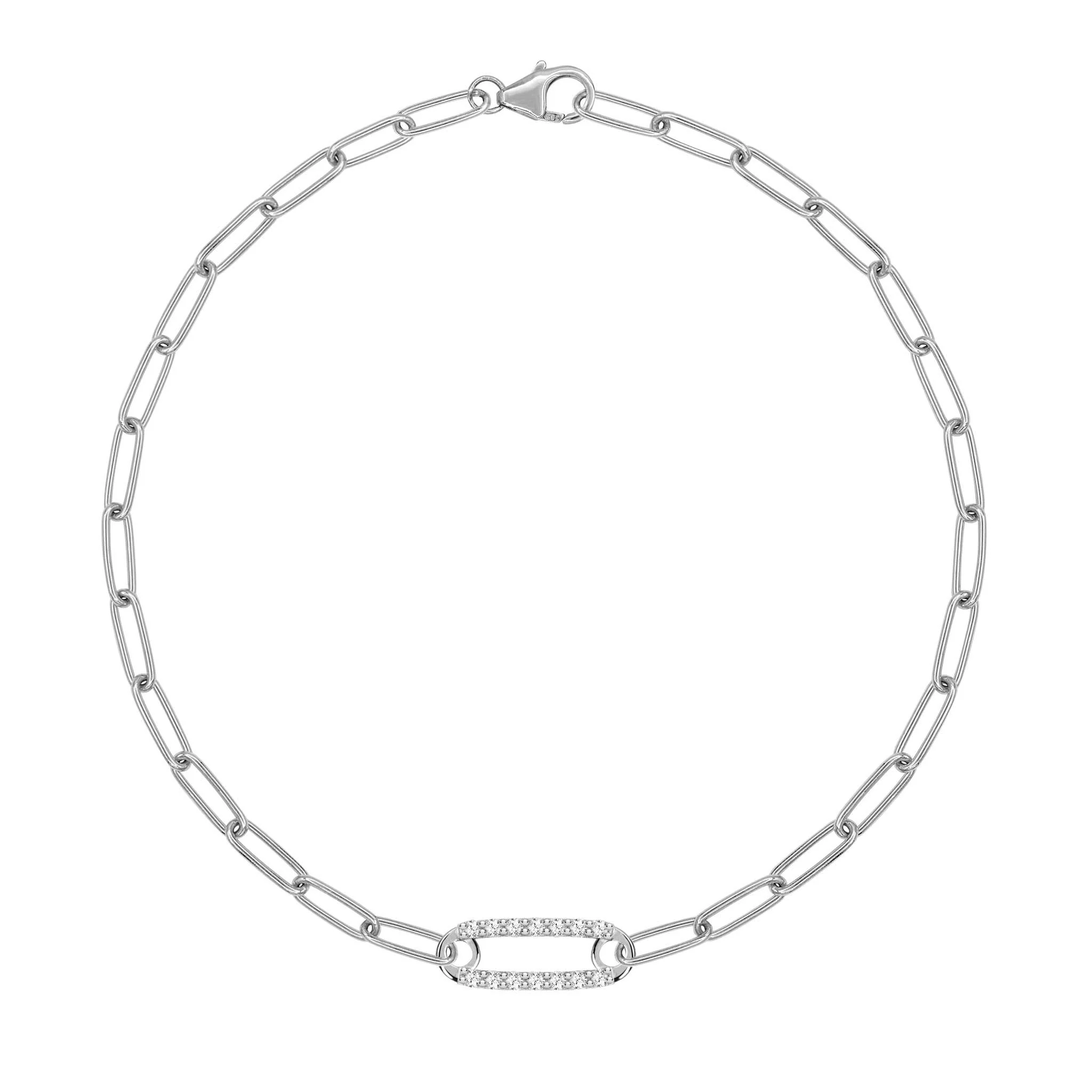 Adelaide 1 Pavé White Topaz Link Bracelet in 14k Gold (April) - Image 8