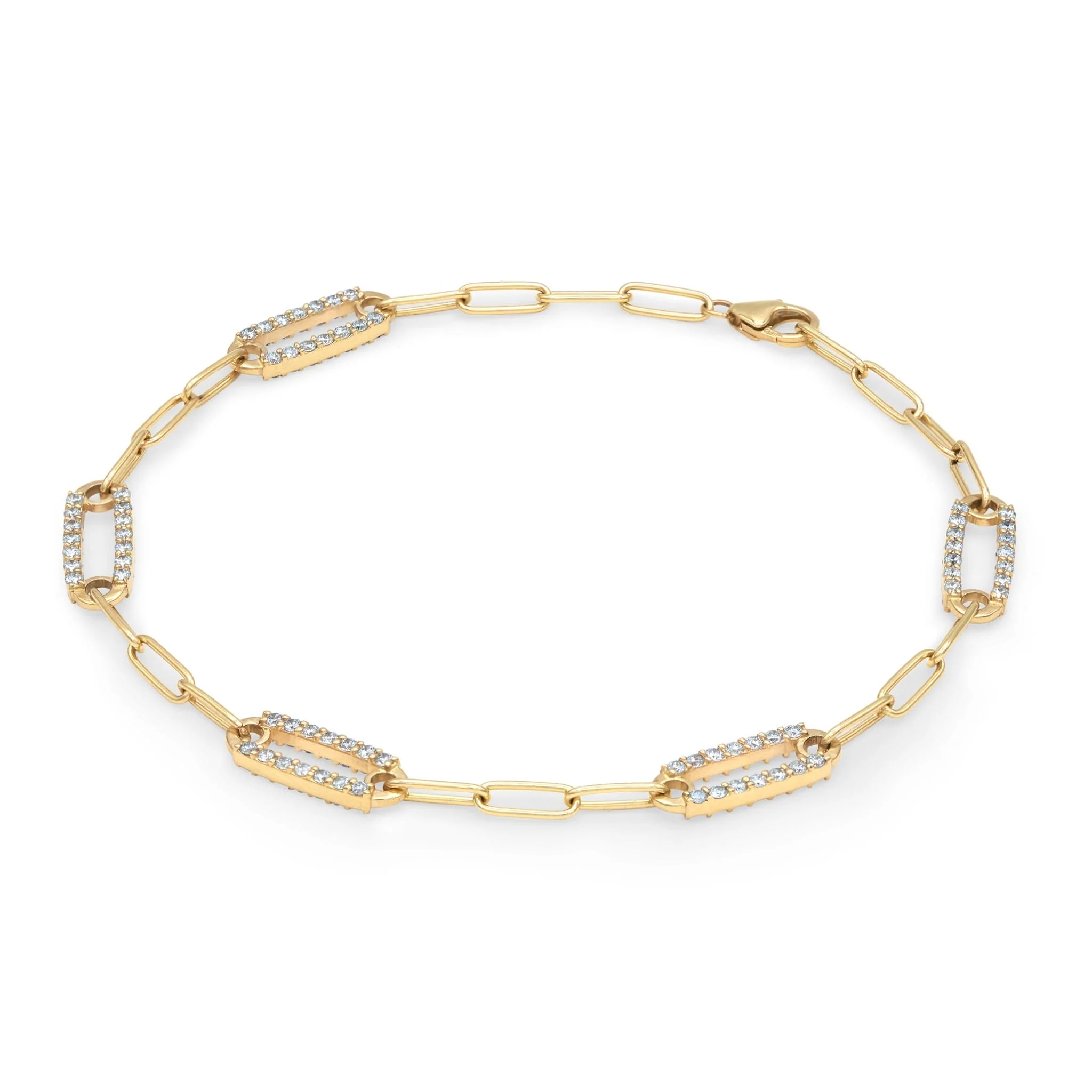 Adelaide 5 Pavé Aquamarine Link Bracelet in 14k Gold (March) - Image 5
