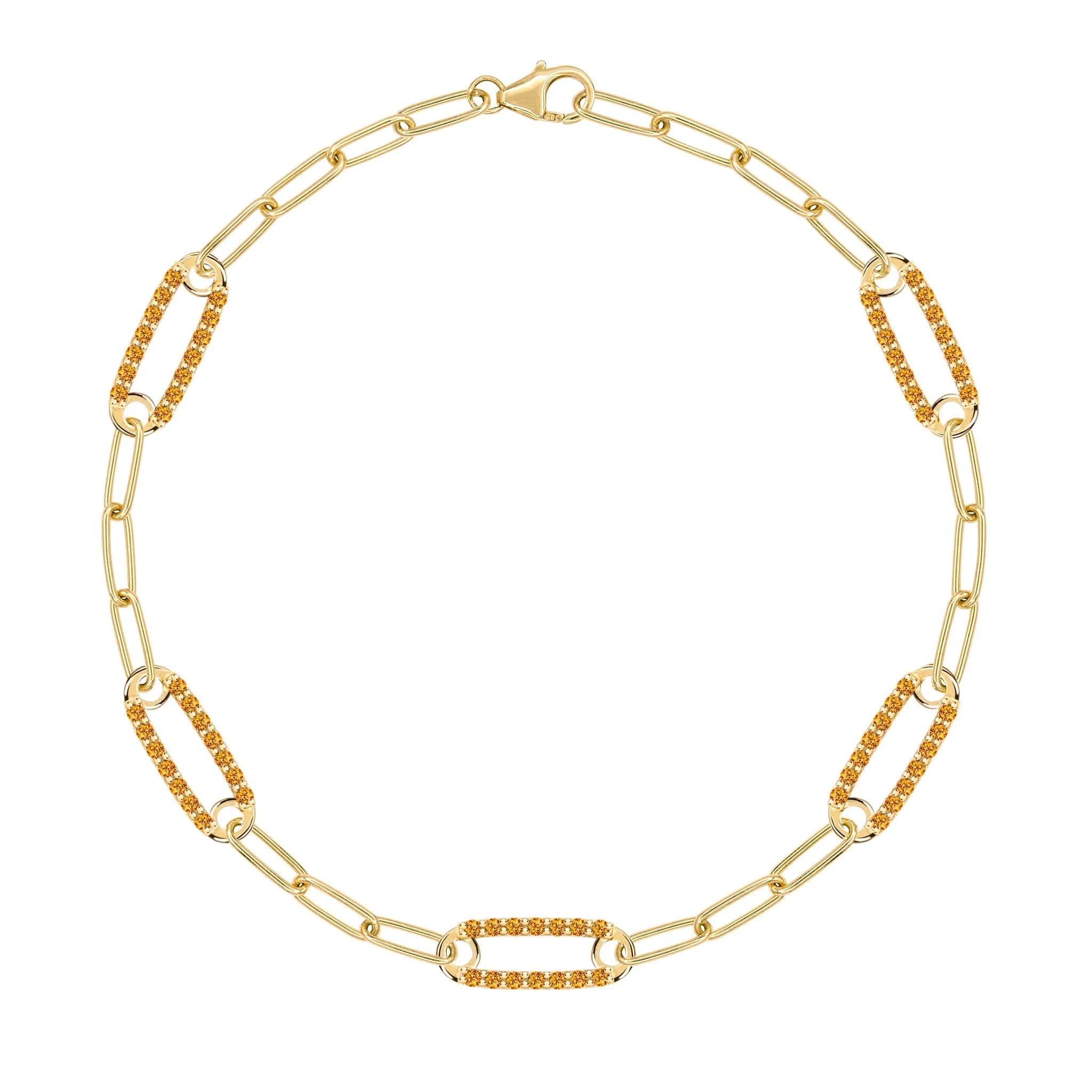 Adelaide 5 Pavé Citrine Link Bracelet in 14k Gold (November)